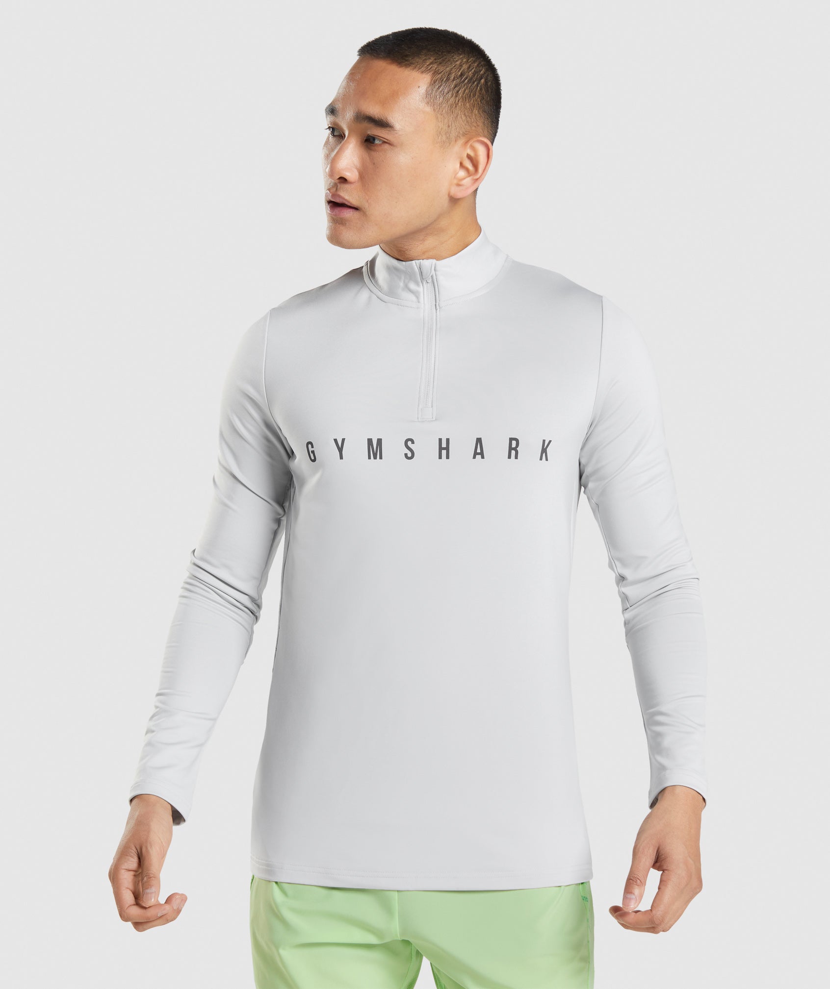 Light Grey Men's Gymshark Sport Stripe 1/4 Zip Tops | RVEMBY-537