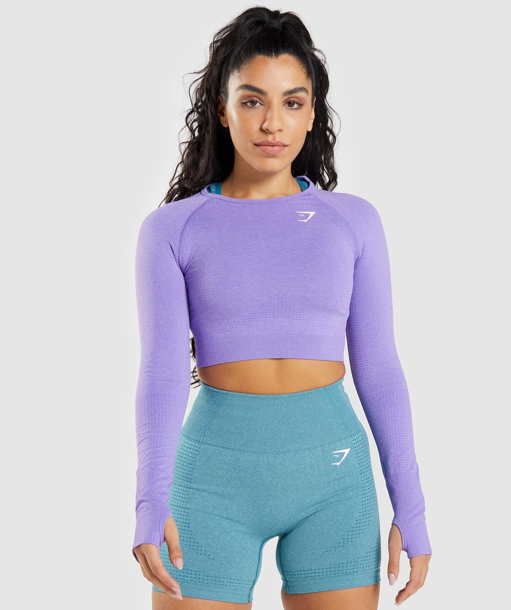 Light Purple Women's Gymshark Vital Seamless 2.0 Long Sleeve Crop Tops | HUEIPN-519