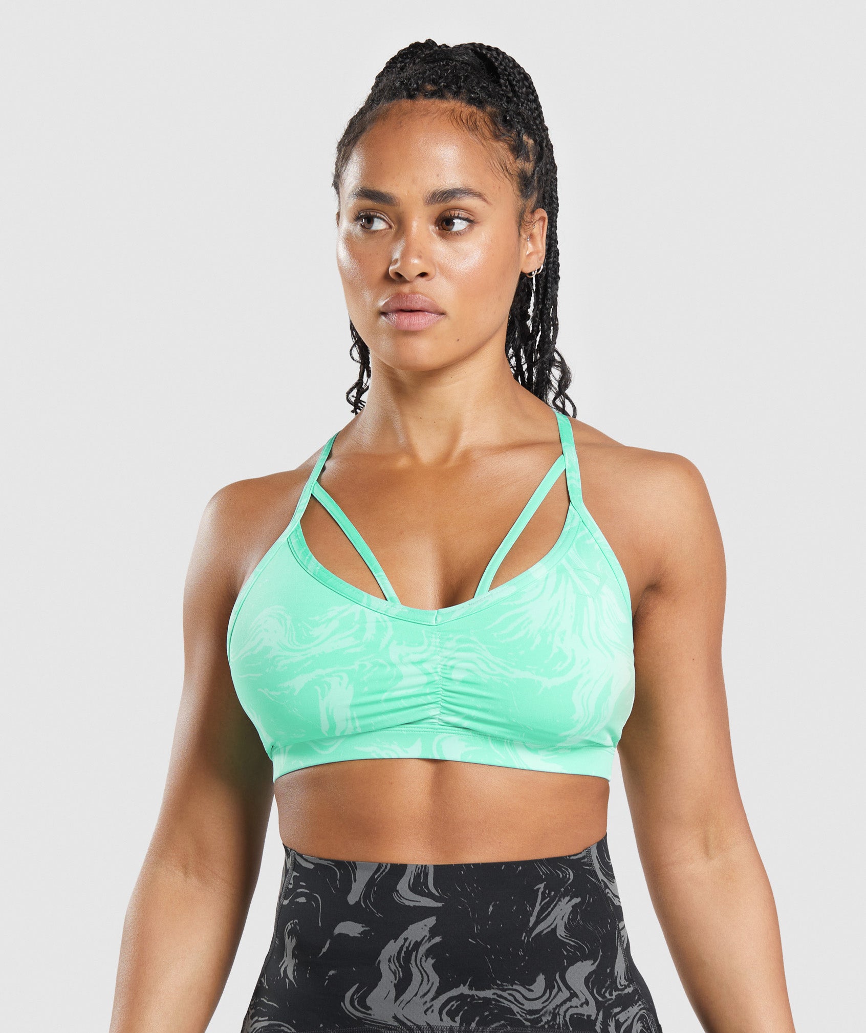 Light Turquoise Women's Gymshark GS Power Sports Bra | VDQZUH-307