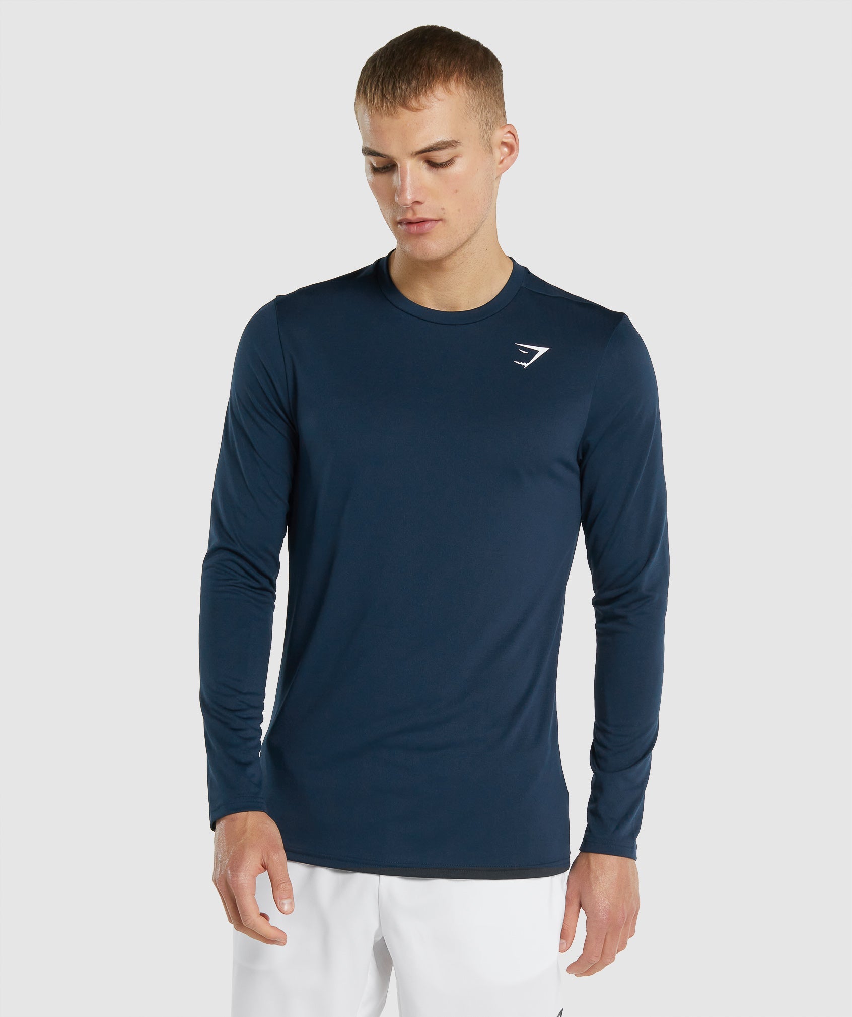 Navy Men's Gymshark Arrival Long Sleeve T Shirts | WFDQTX-967