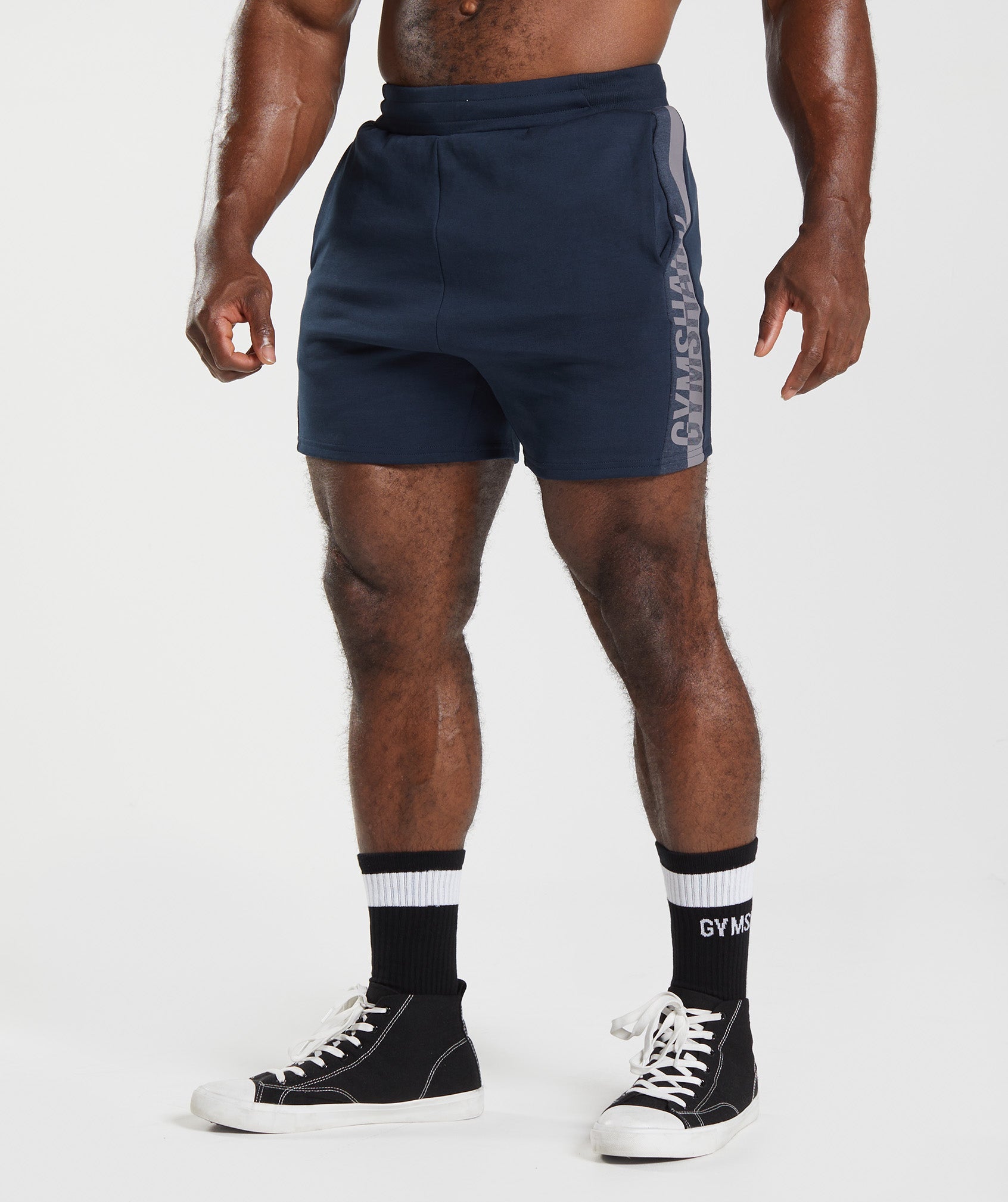 Navy Men's Gymshark Bold React 5" Shorts | QGBSMZ-687