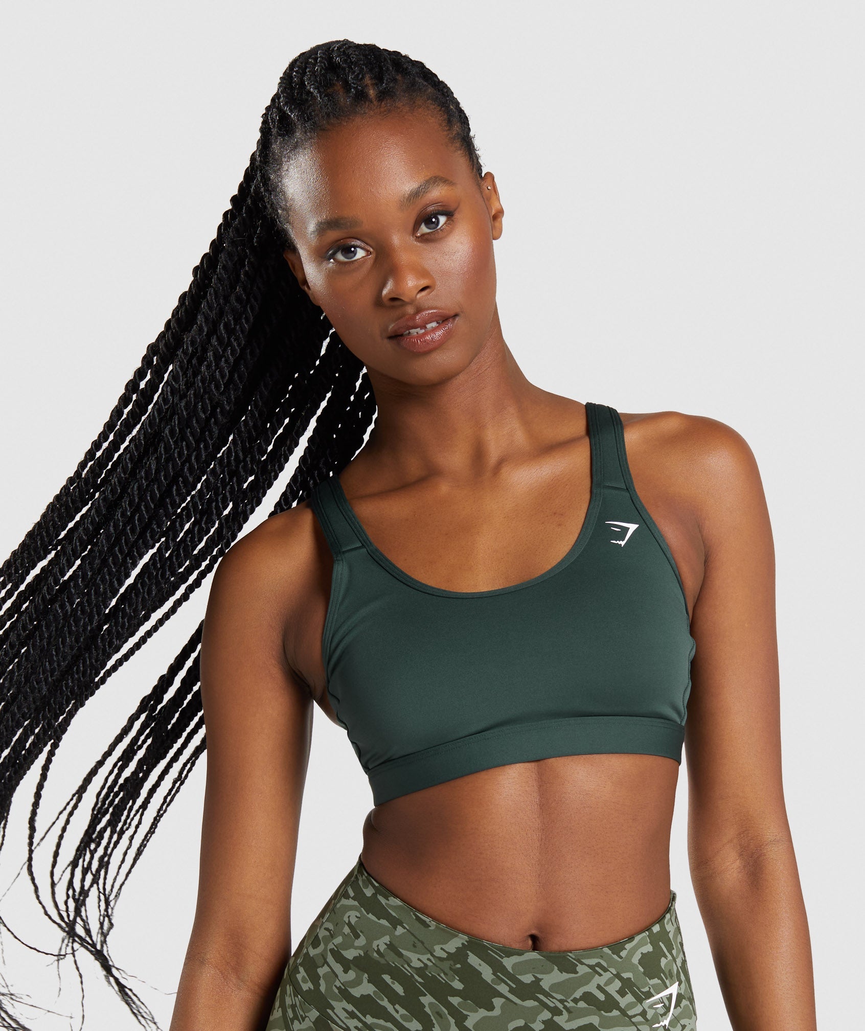 Obsidian Green Women's Gymshark Scoop Neck Sports Bra | DAKEQH-328