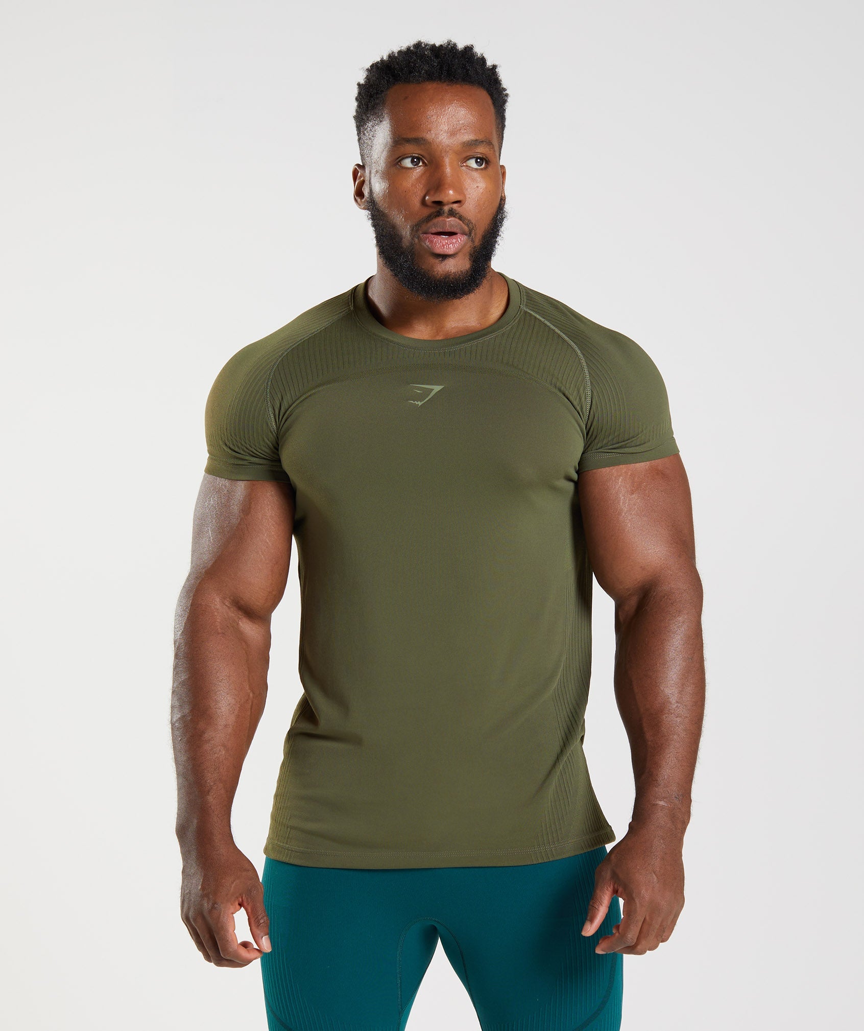 Olive Men's Gymshark 315 Seamless T Shirts | IVZNGT-483