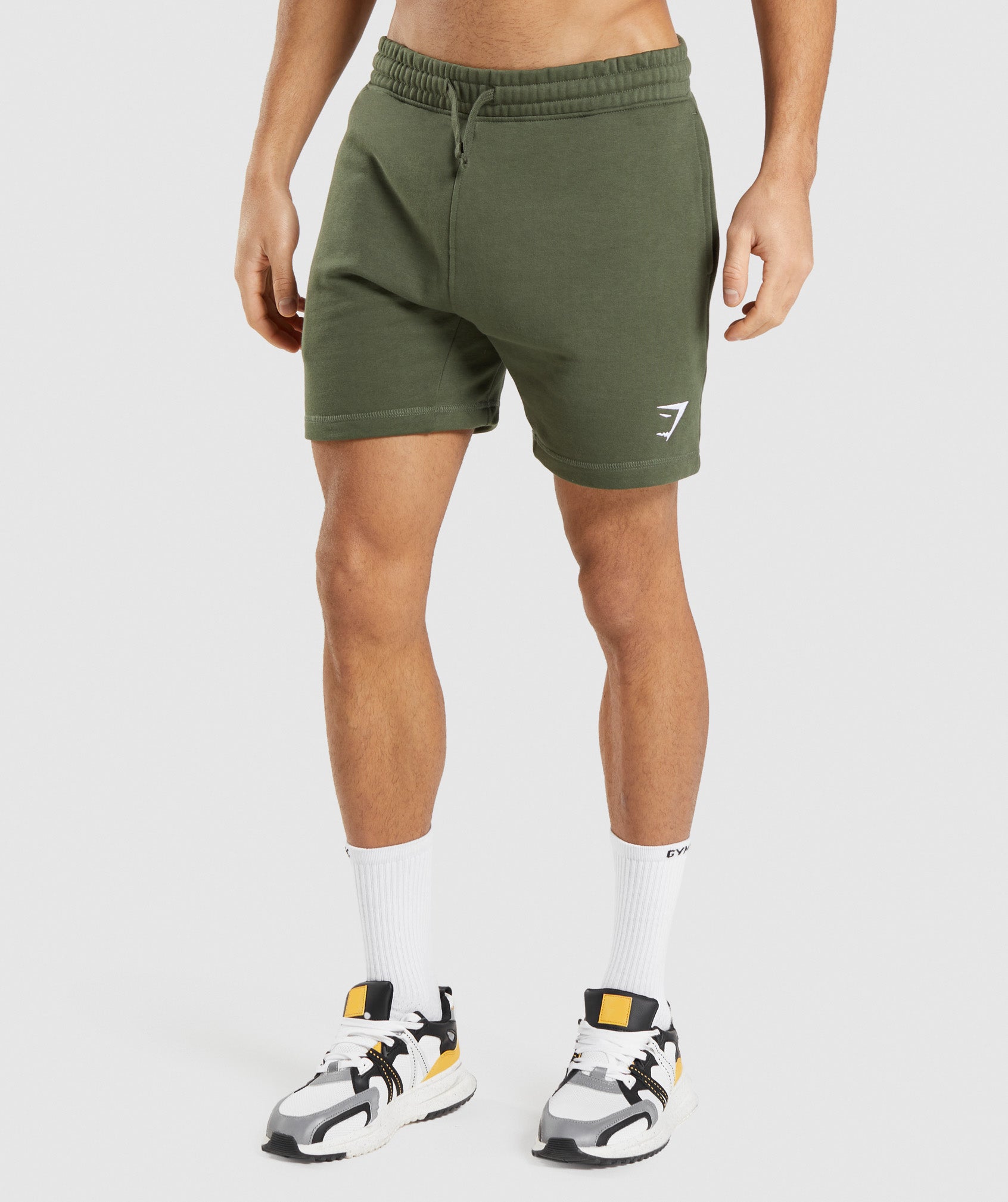 Olive Men's Gymshark Crest Shorts | CZDOQP-410