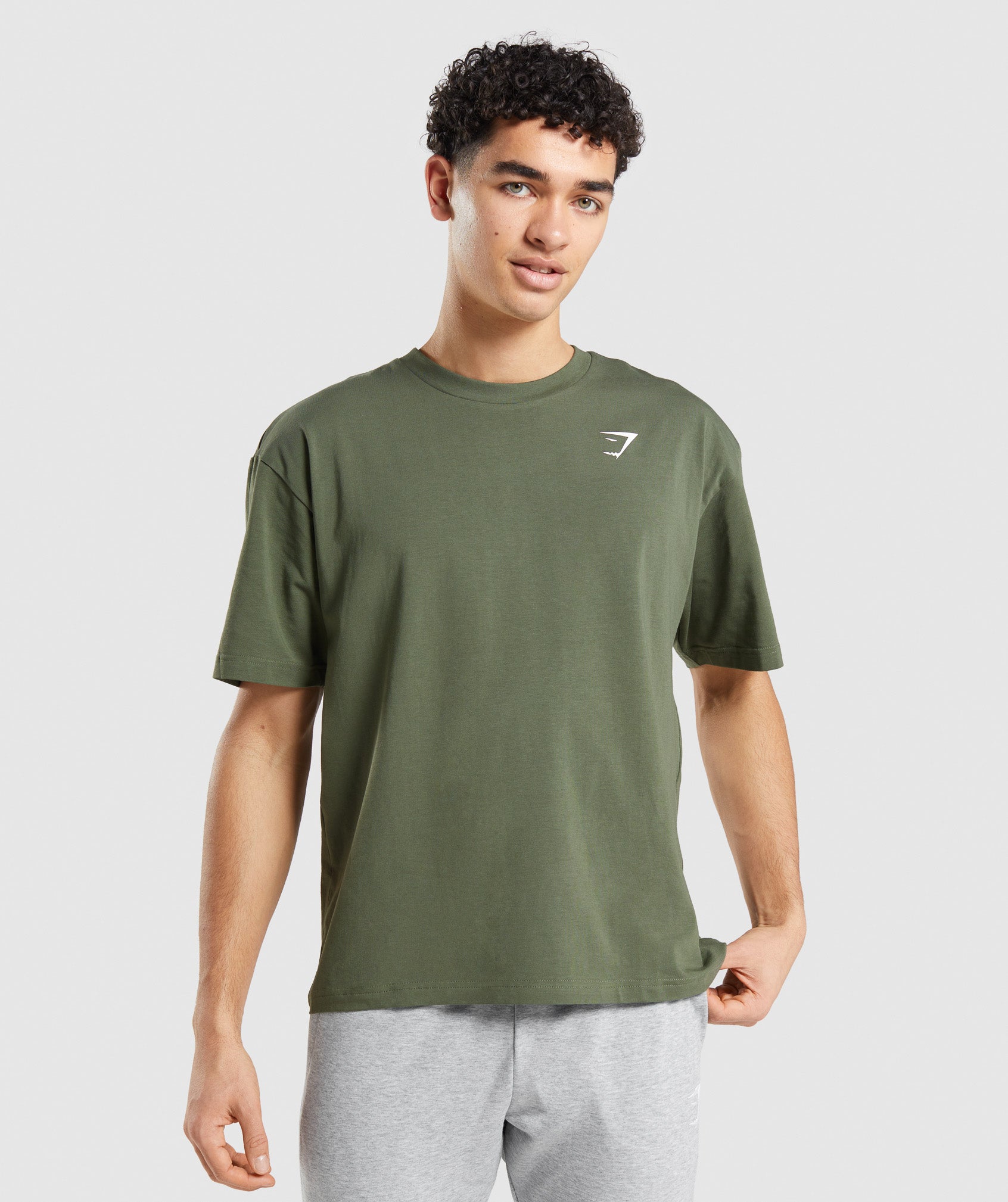 Olive Men's Gymshark Essential Oversized T Shirts | DJPBCO-841