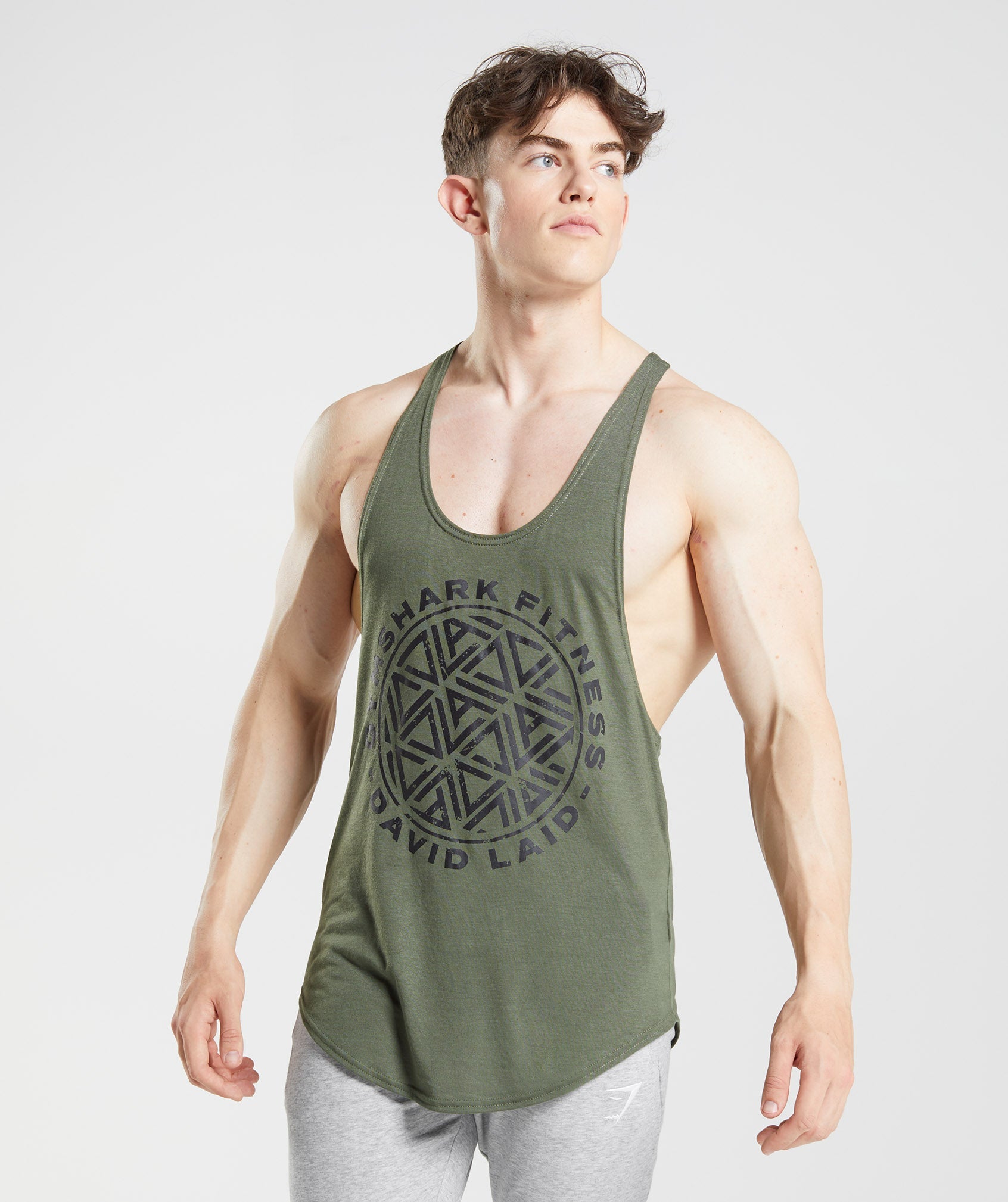 Olive Men's Gymshark GS x David Laid Stringer Vest | LTEWCM-759