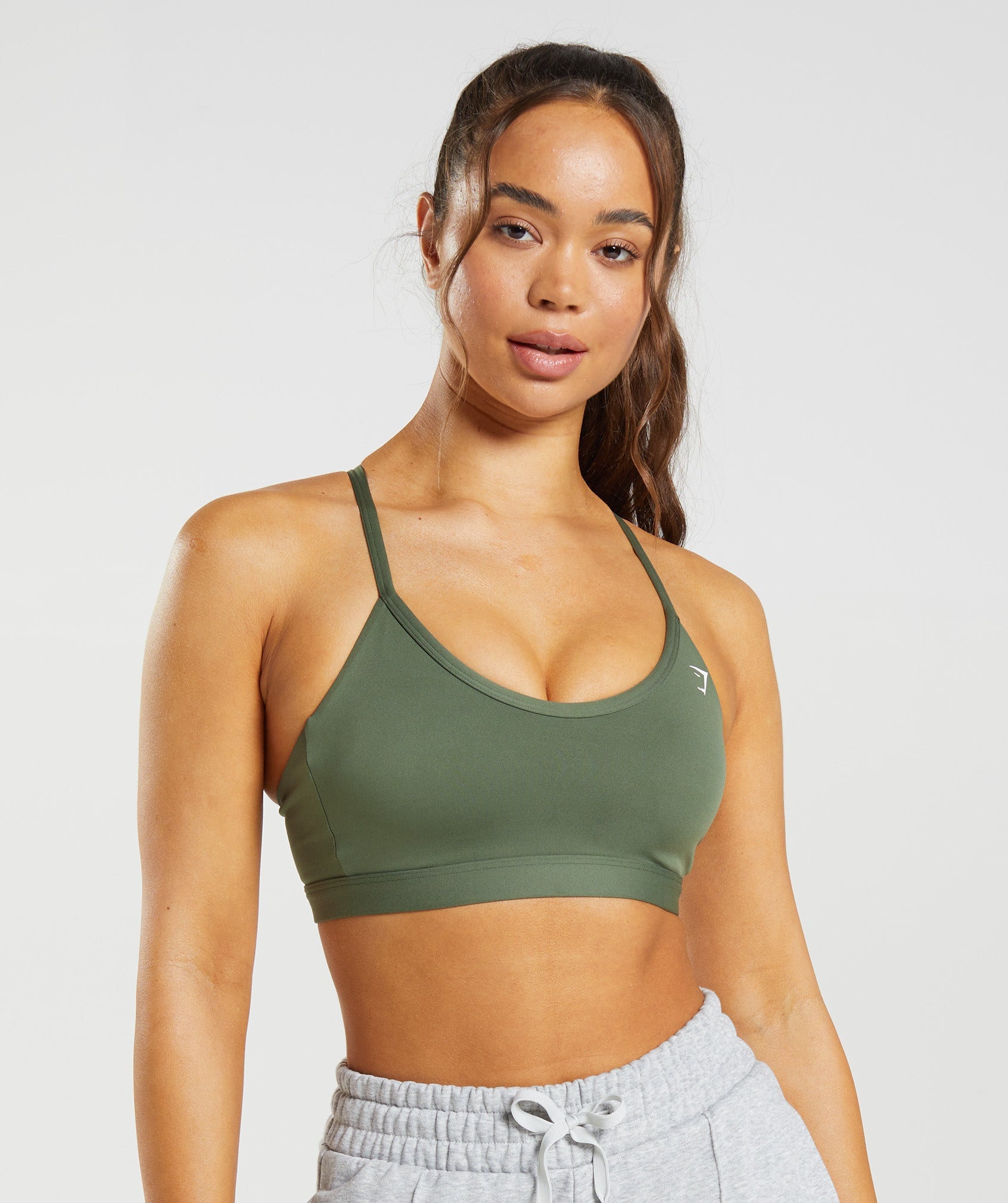 Olive Women's Gymshark V Neck Sports Bra | USJGIM-193