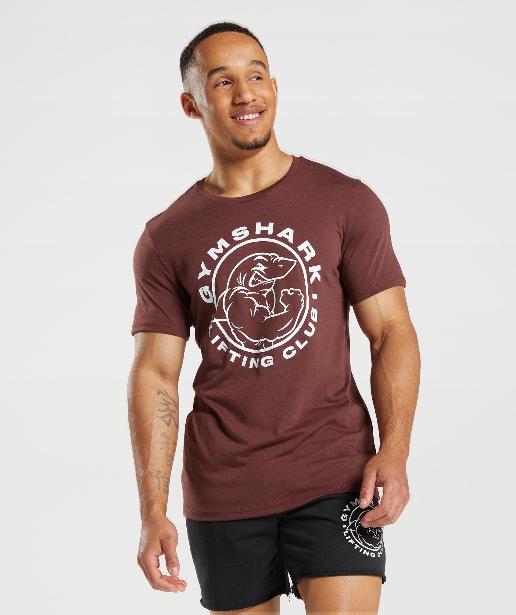 Pink Brown Men's Gymshark Legacy T Shirts | JQRWYK-421