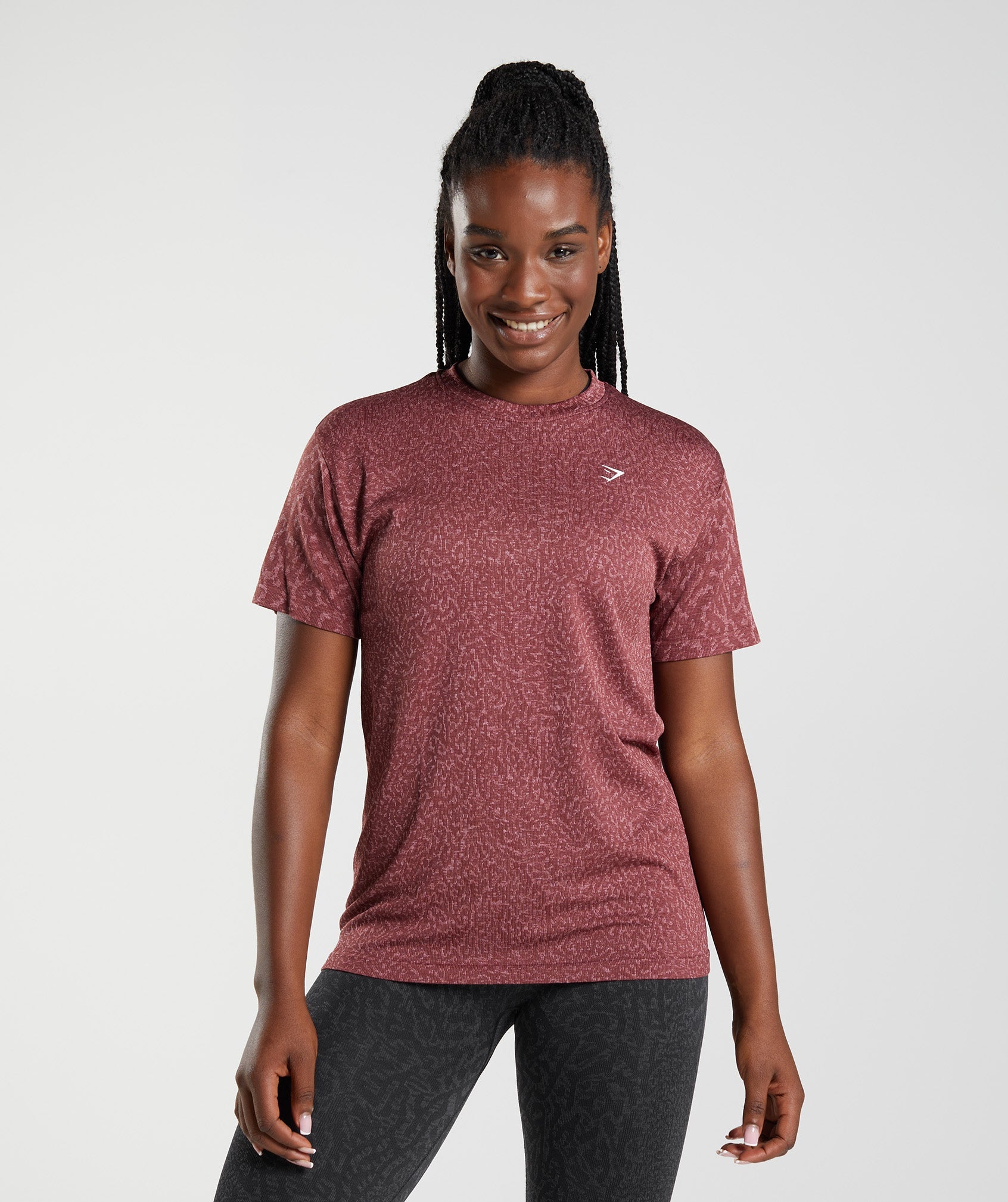 Pink Brown Women's Gymshark Adapt Animal Seamless T Shirts | JYKODZ-460