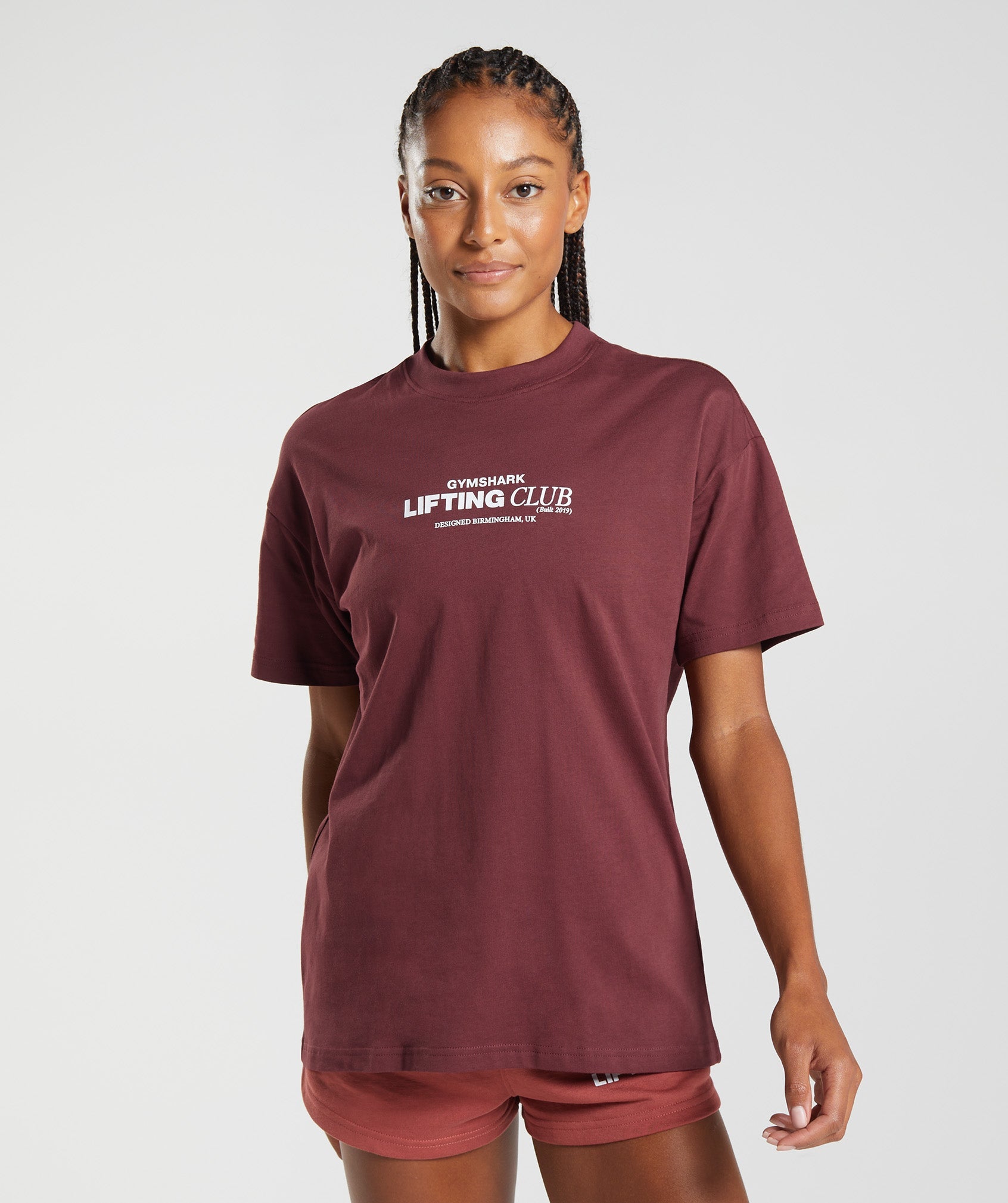 Pink Brown Women's Gymshark Social Club Oversized T Shirts | ODMCTV-217