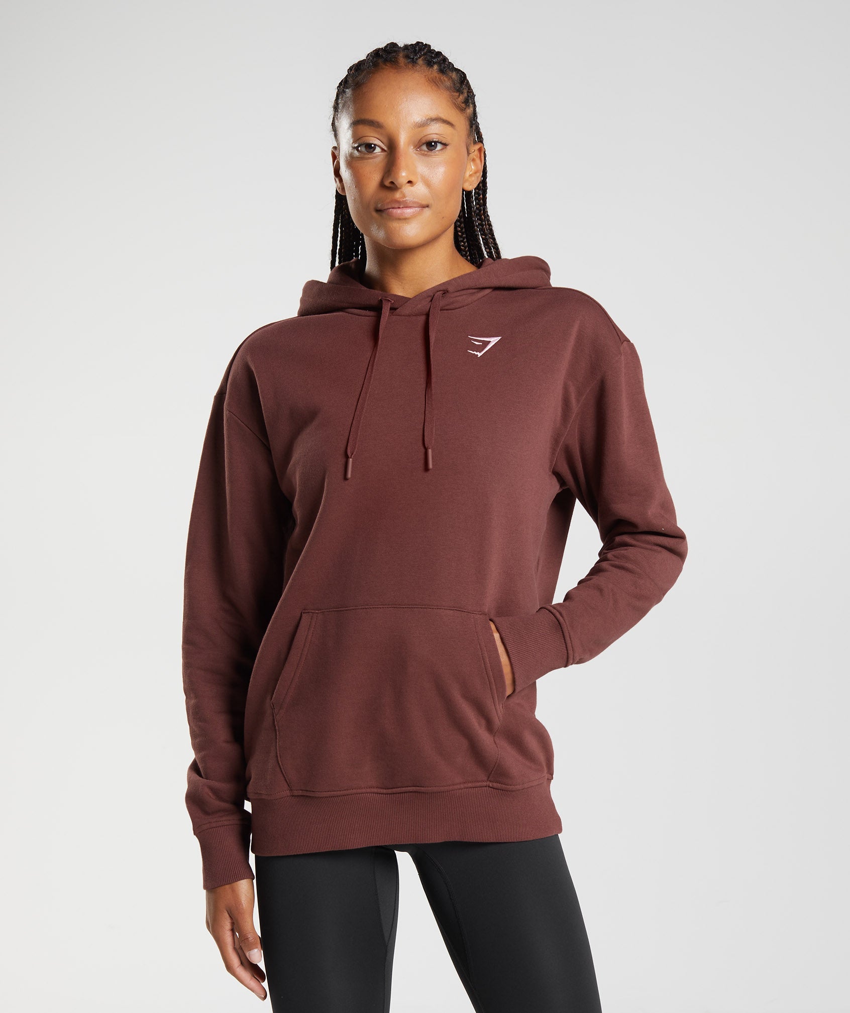 Pink Brown Women's Gymshark Training Boyfriend Hoodie | SKUGRJ-854