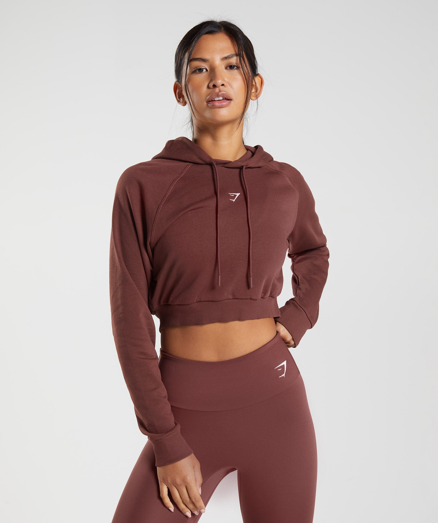 Pink Brown Women's Gymshark Training Cropped Hoodie | MNFZCY-071