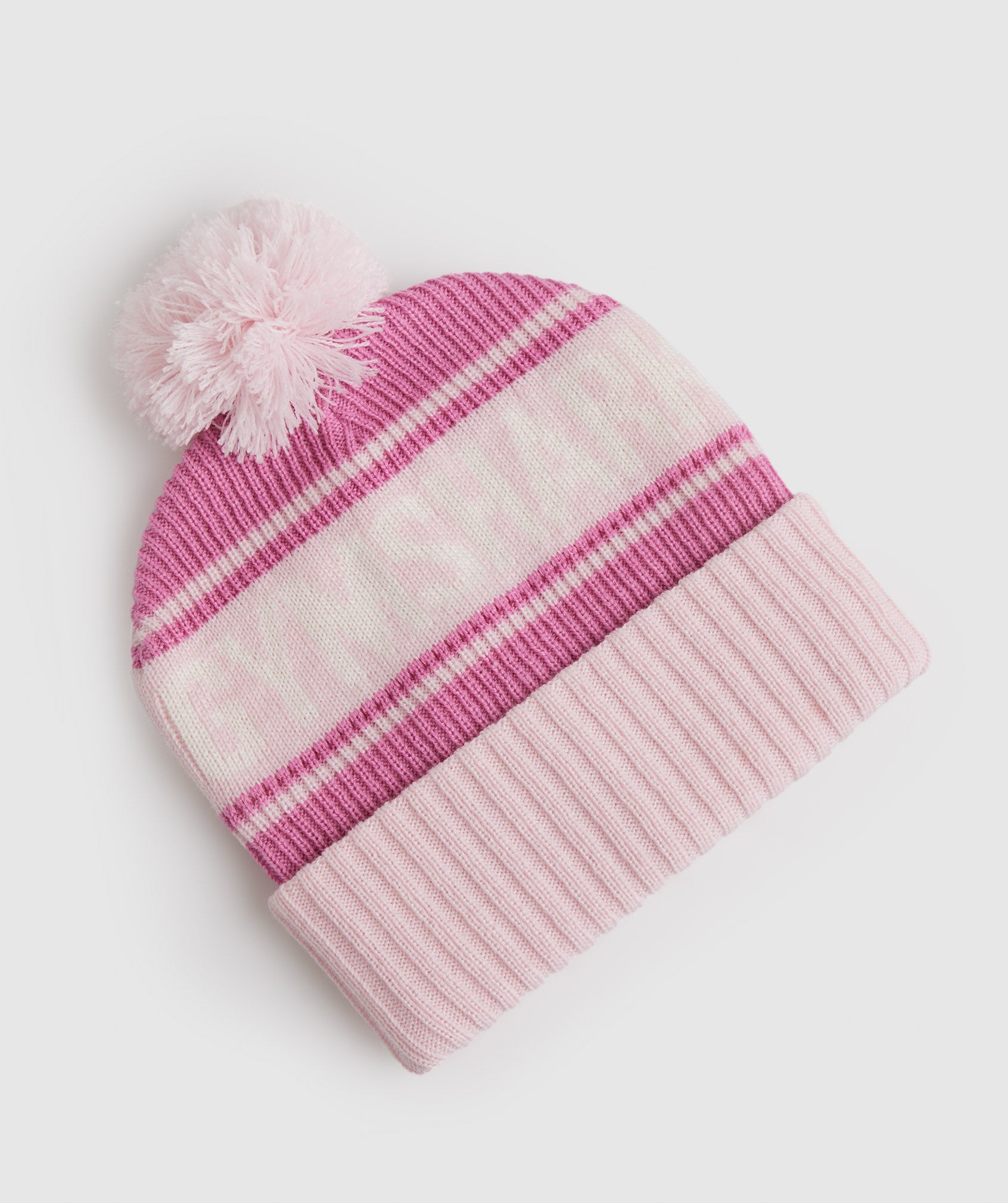 Pink / Pink / White Men's Gymshark Pom Beanie Hats | TIUJSH-521