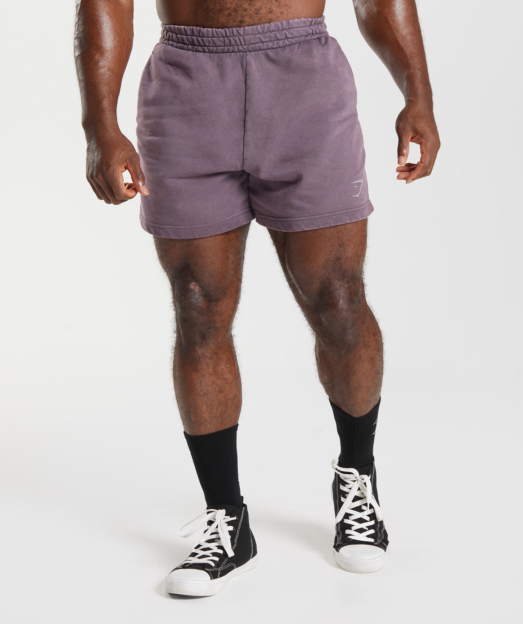 Purple Men's Gymshark Power Washed 5" Shorts | QCRLVD-086