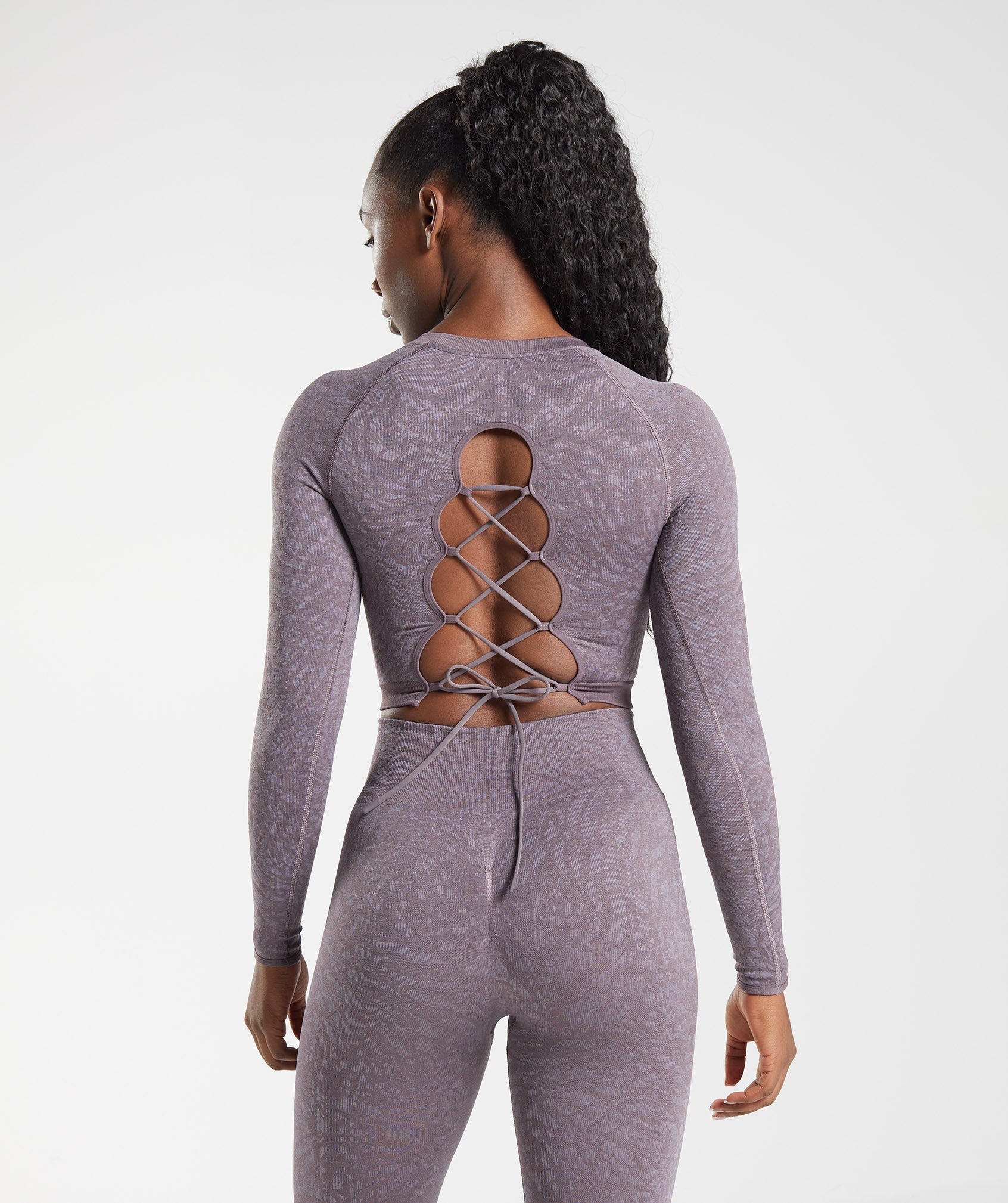 Purple Women's Gymshark Adapt Animal Seamless Lace Up Back Tops | WZHNOP-173