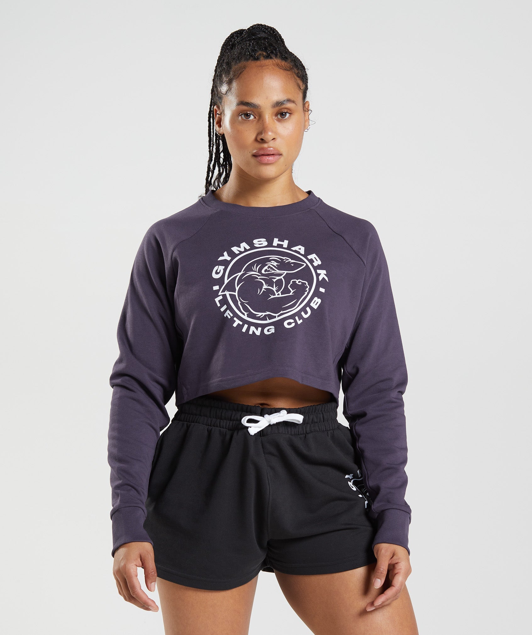 Purple Women's Gymshark Legacy Cropped Sweaters | EOTFNQ-951