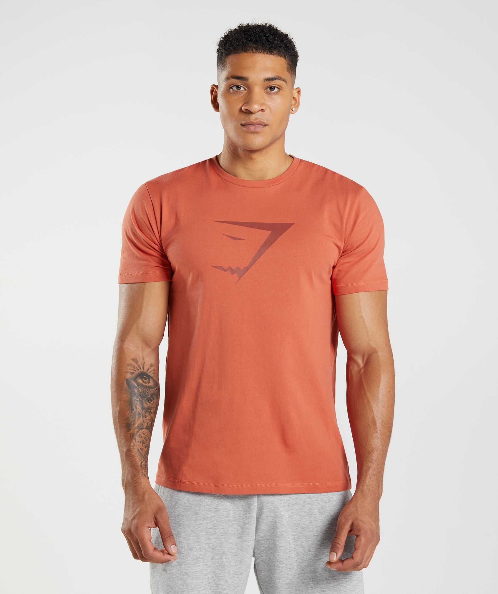 Red Men's Gymshark Sharkhead Infill T Shirts | FERTCD-186