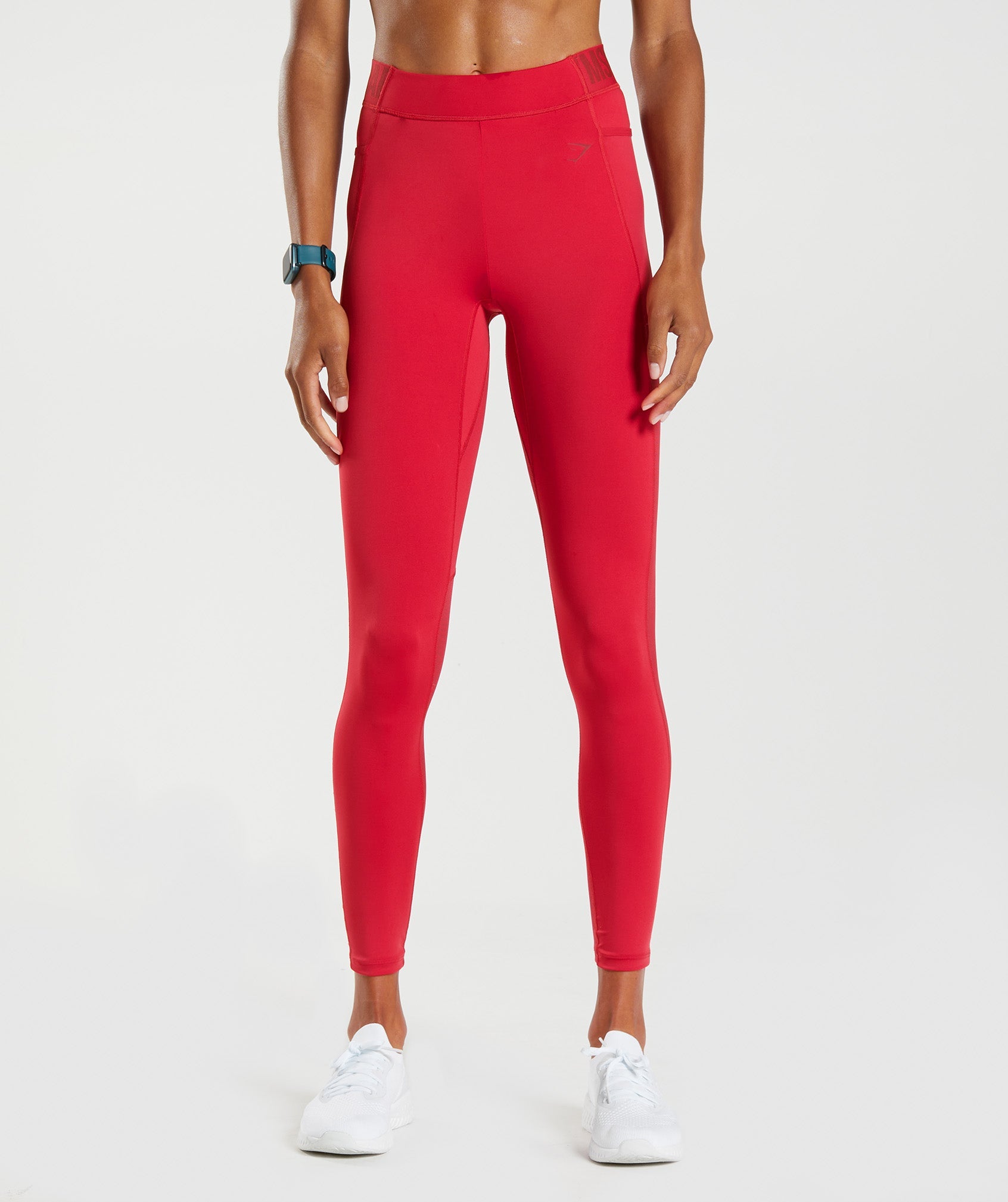 Red Women's Gymshark Training Brandmark Leggings | EYULTS-160