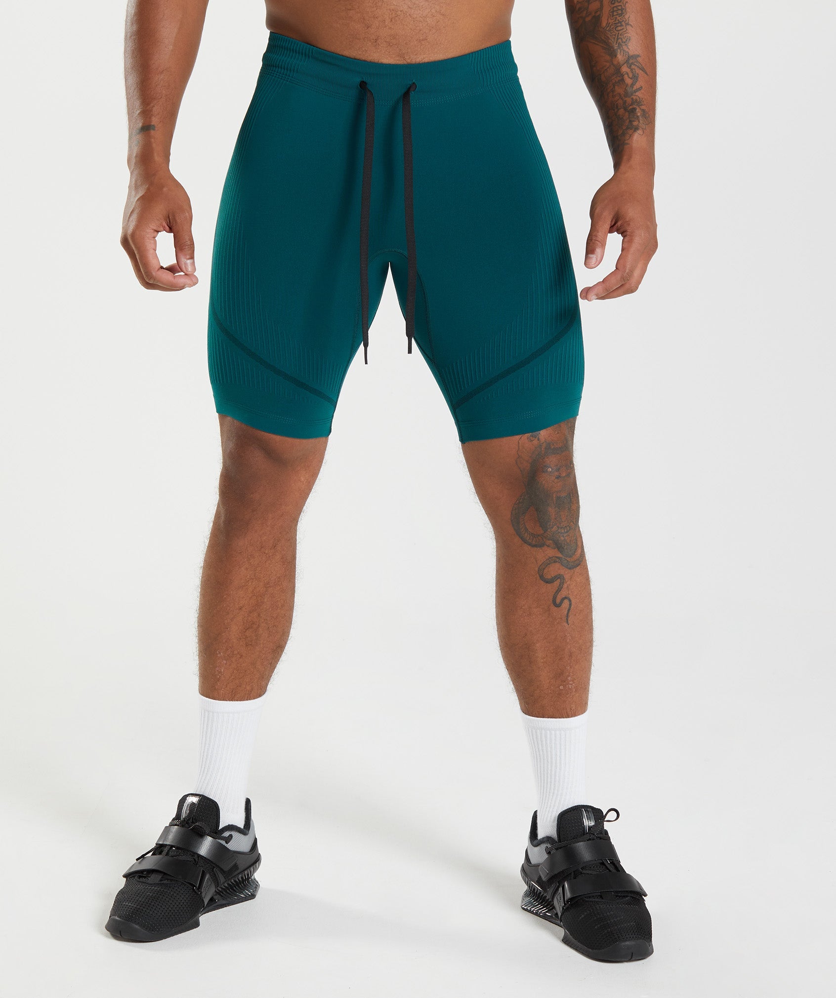 Turquoise / Black Men's Gymshark 315 Seamless 1/2 Shorts | IKDWSF-361