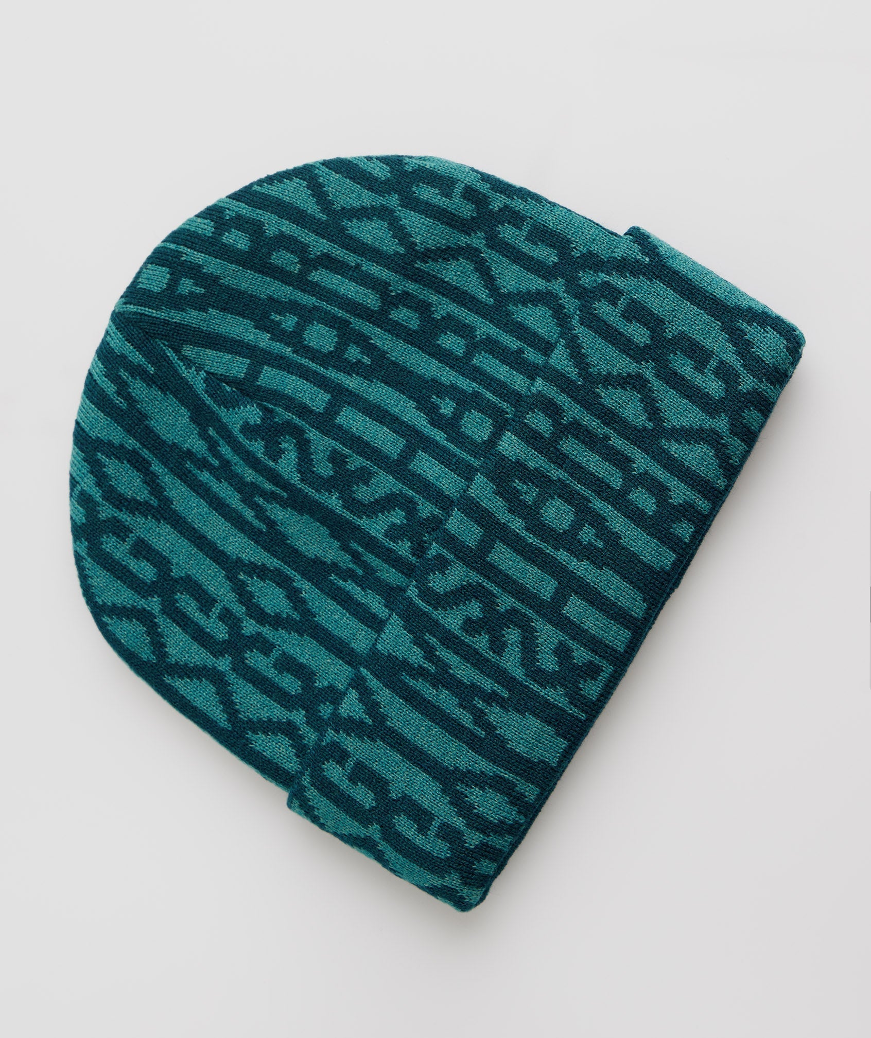 Turquoise / Blue Men's Gymshark Reversable Jacquard Beanie Hats | QBUFEH-754