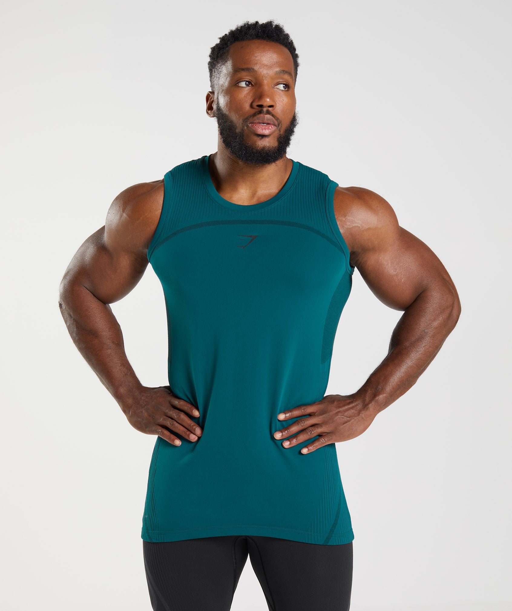 Turquoise Men's Gymshark 315 Seamless Tanks | EGMZOR-280