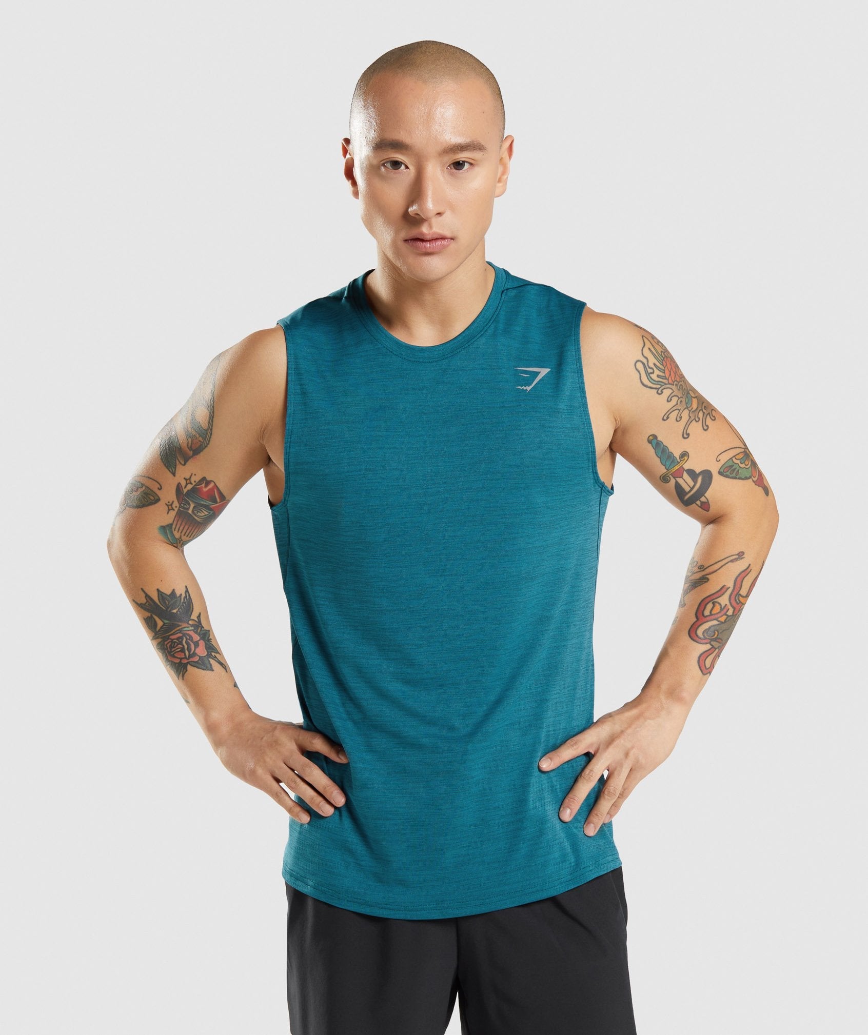 Turquoise Men's Gymshark Speed Tanks | USAOZV-137