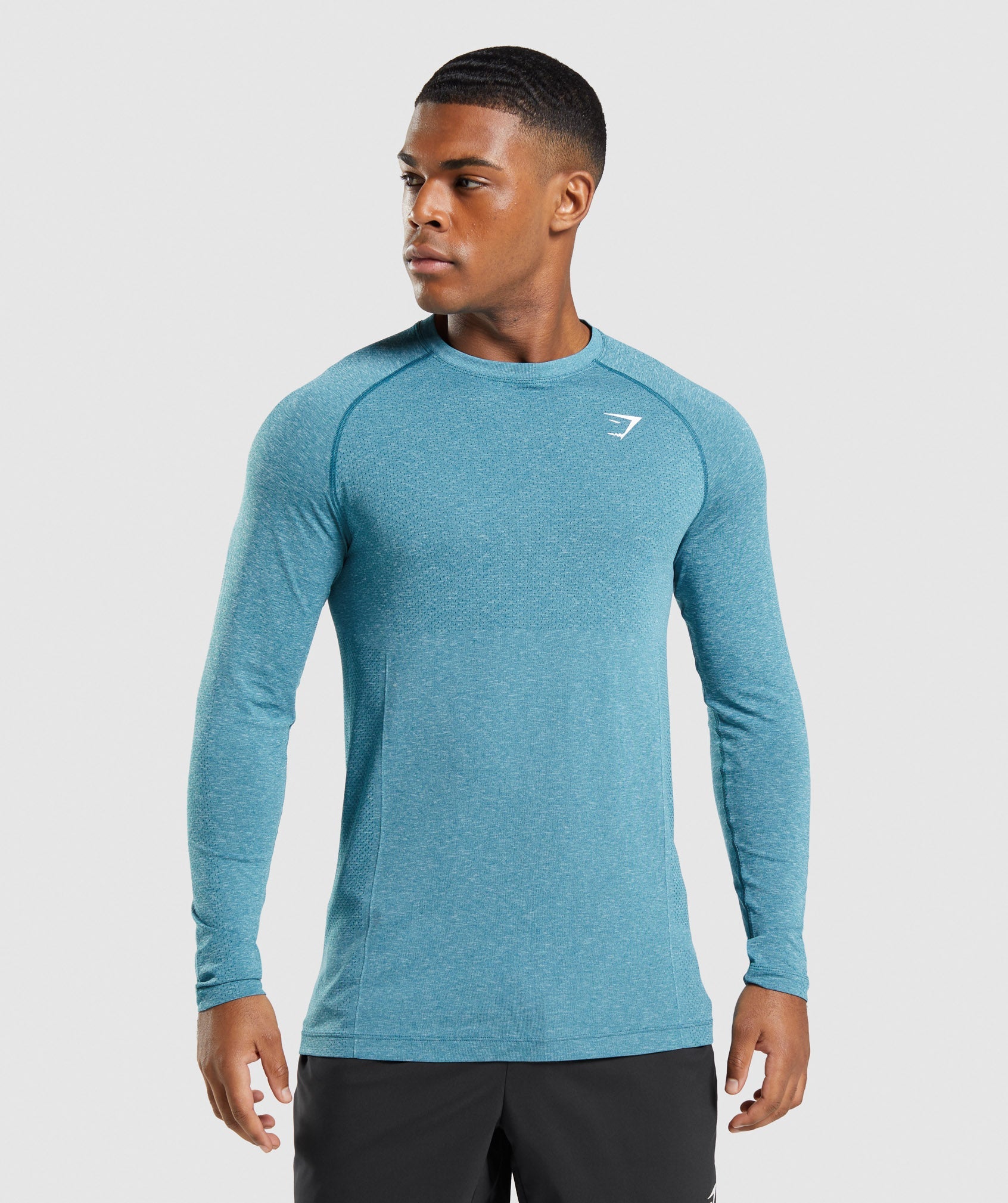 Turquoise Men's Gymshark Vital Seamless Light Long Sleeve T Shirts | RMAUOD-856