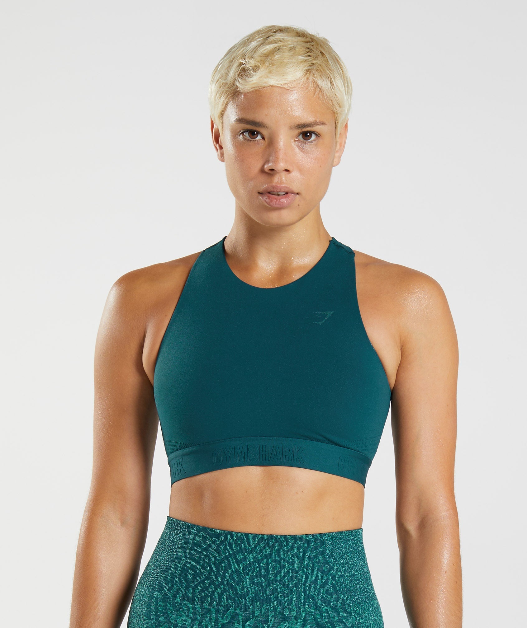 Turquoise Women's Gymshark 315 Performance High Neck Sports Bra | AWXUNQ-637