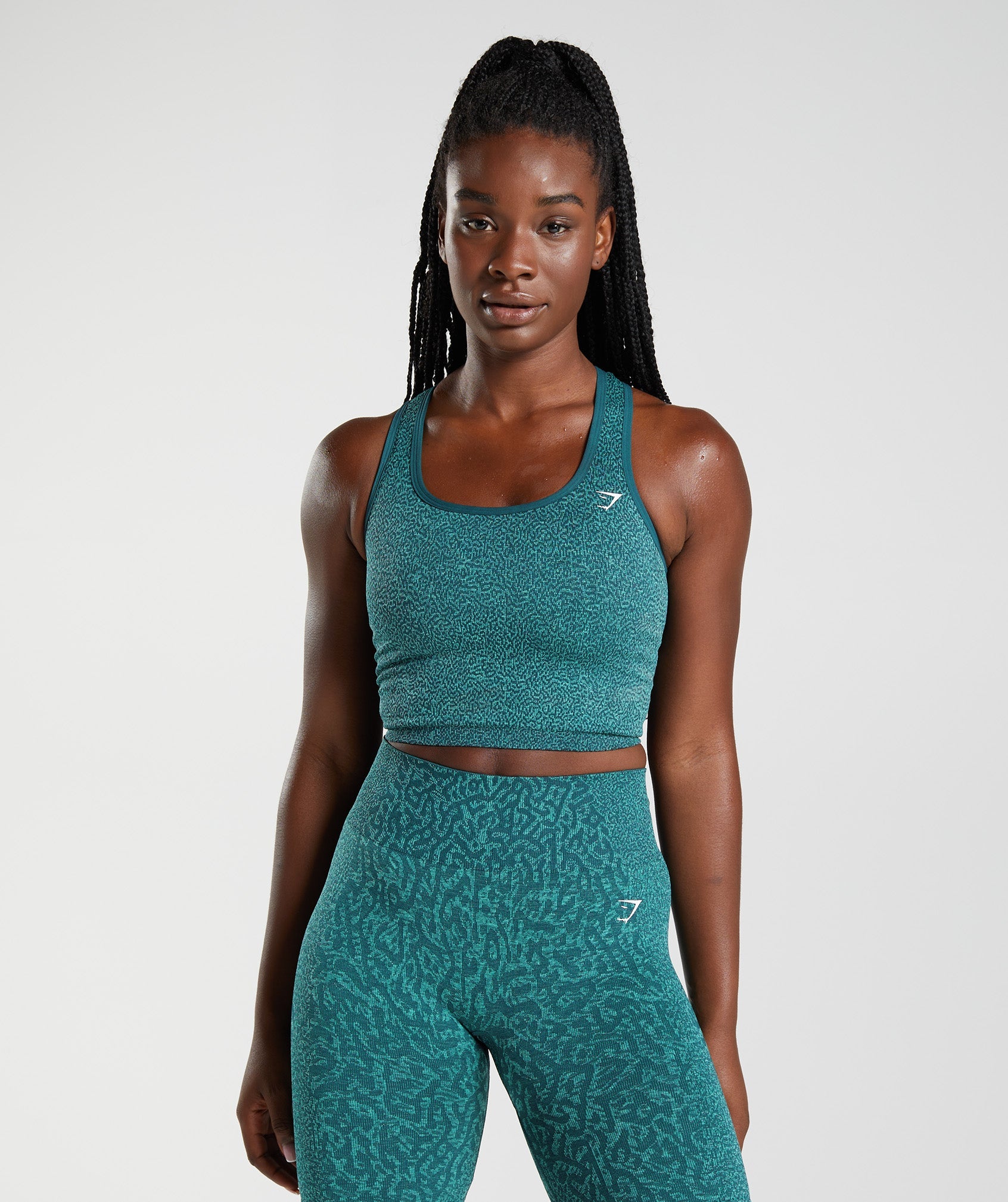 Turquoise Women's Gymshark Adapt Animal Seamless Crop Tanks | DLUITE-458