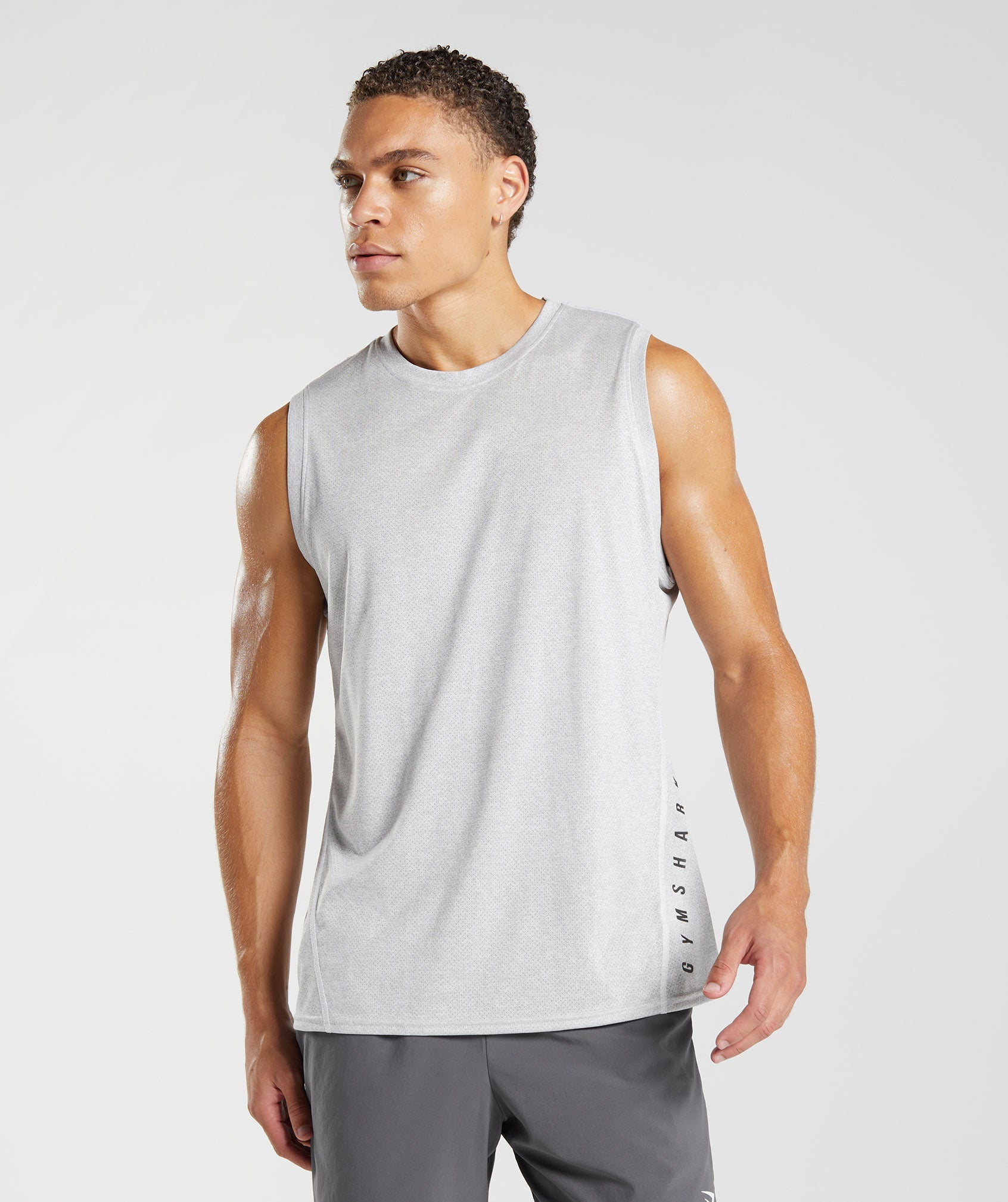 White / Grey Men's Gymshark Sport Tanks | ZOGWDH-862