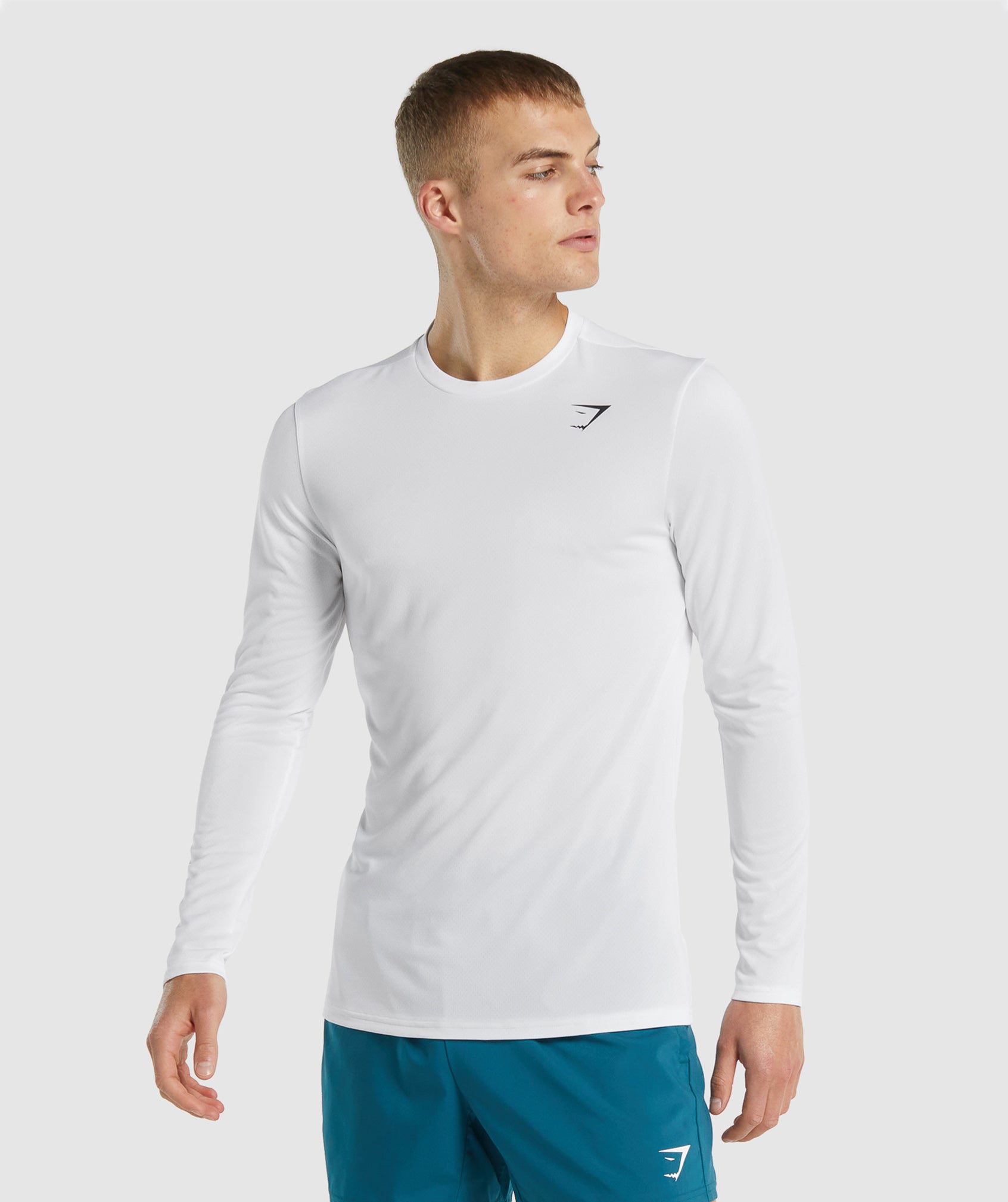 White Men's Gymshark Arrival Long Sleeve T Shirts | QWKZVS-073