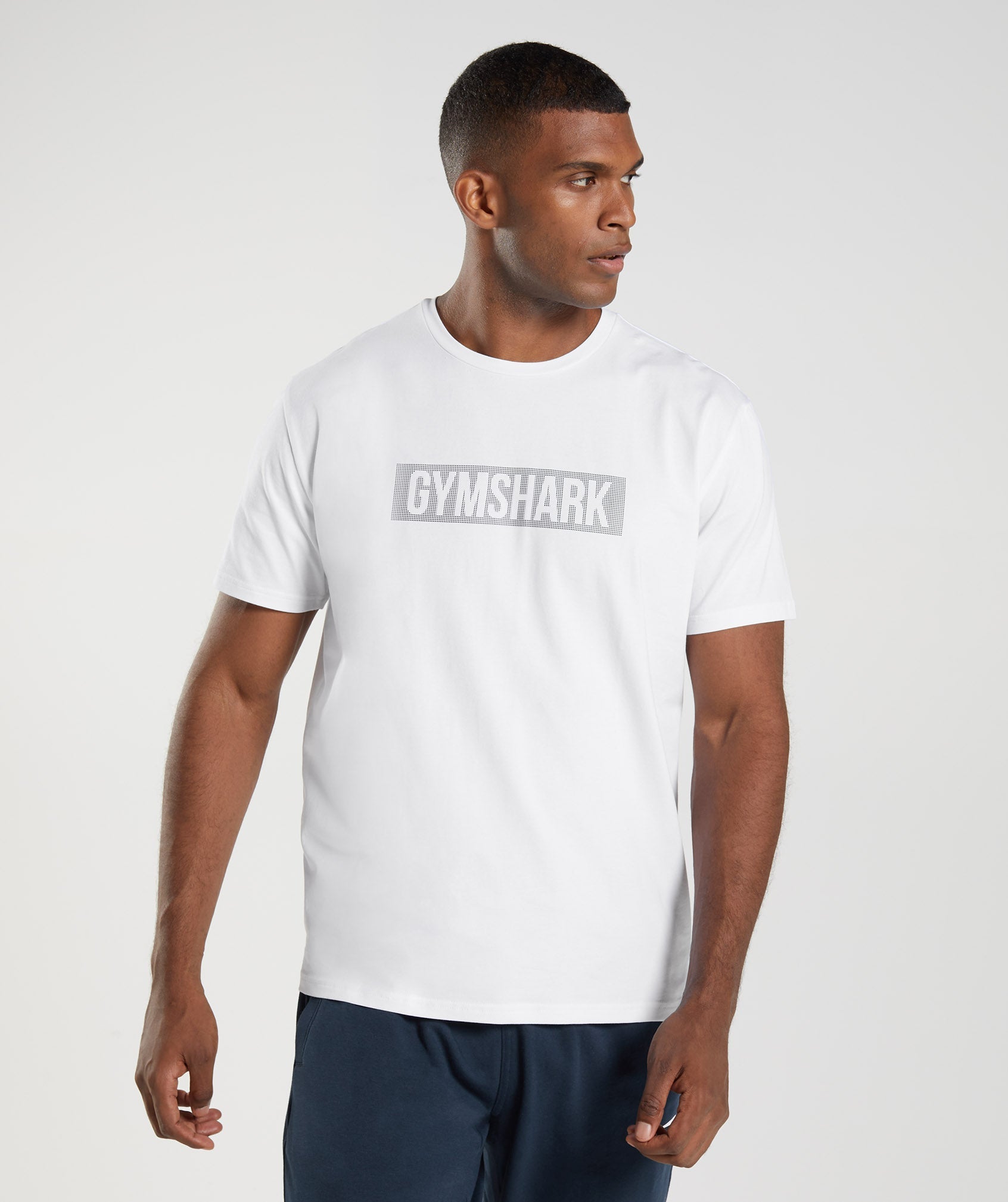 White Men's Gymshark Block T Shirts | UXYHBZ-853