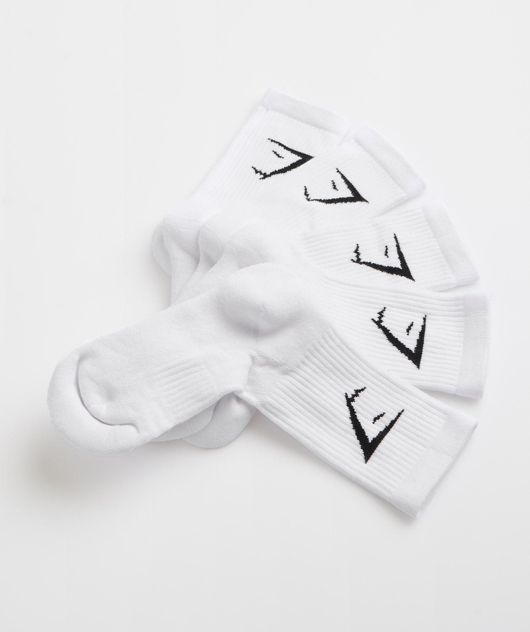 White Men's Gymshark Crew 5pk Socks | MGWZSV-876