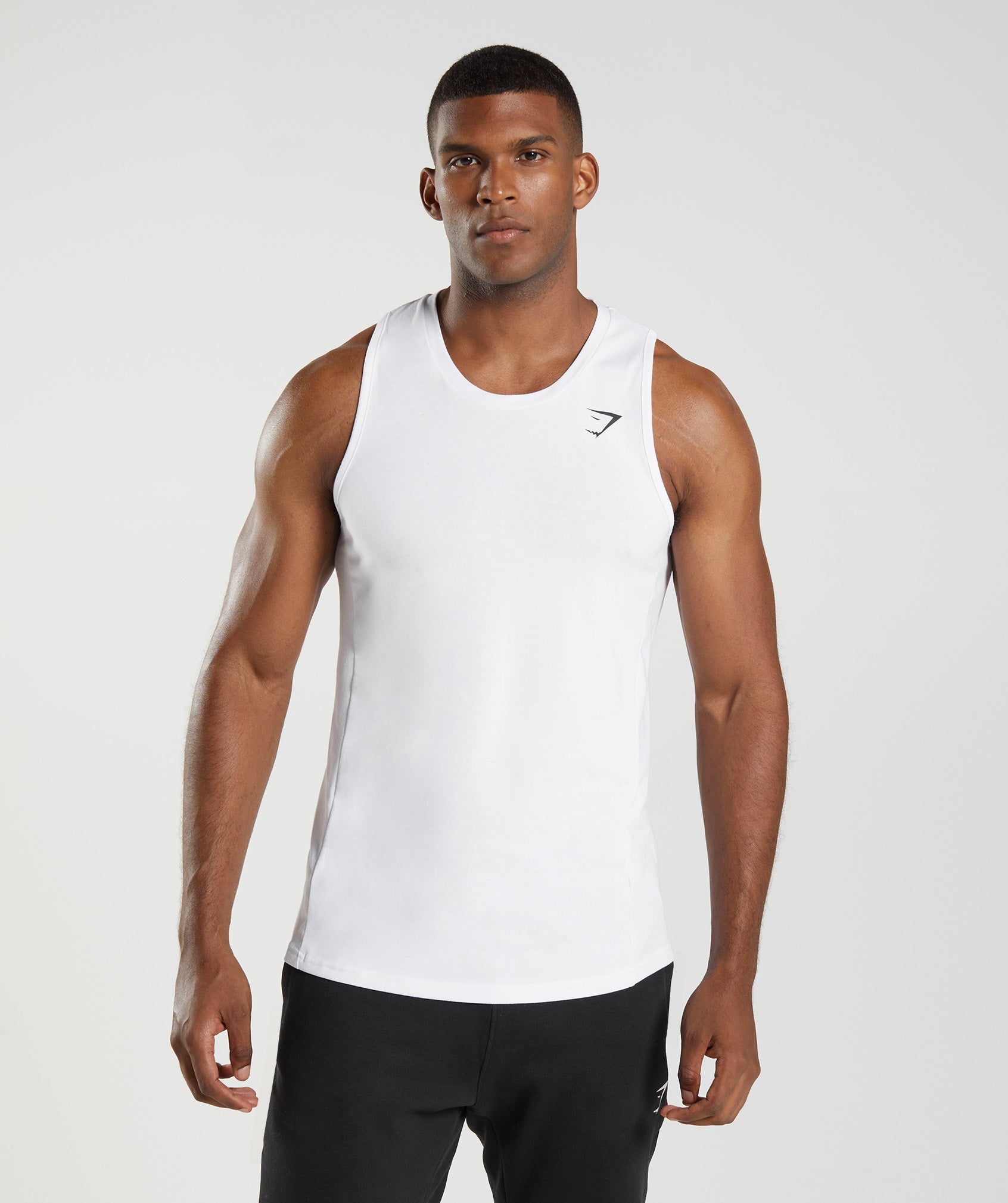 White Men's Gymshark React Tanks | KFZDUX-512