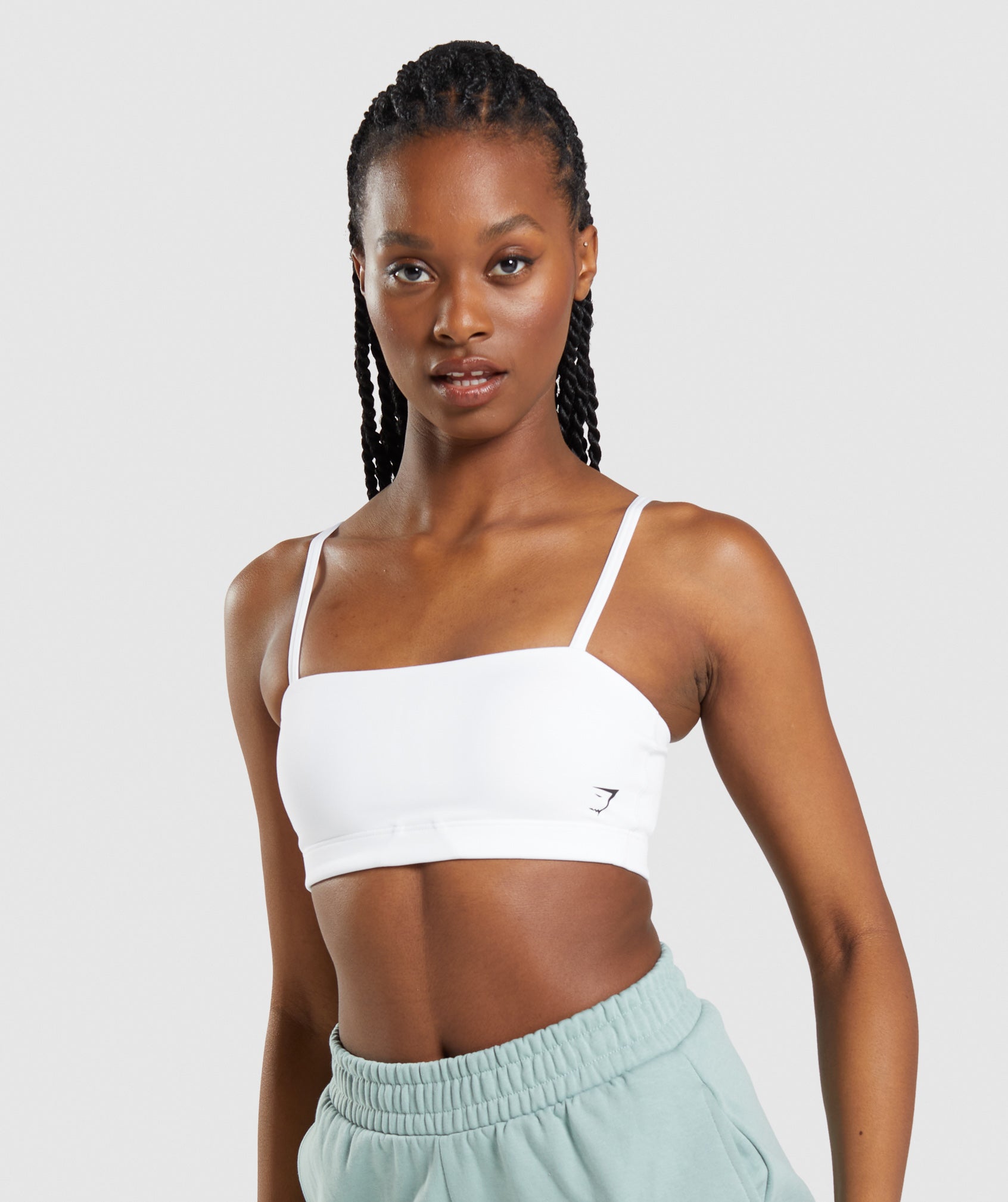 White Women's Gymshark Bandeau Sports Bra | GDVYCU-956