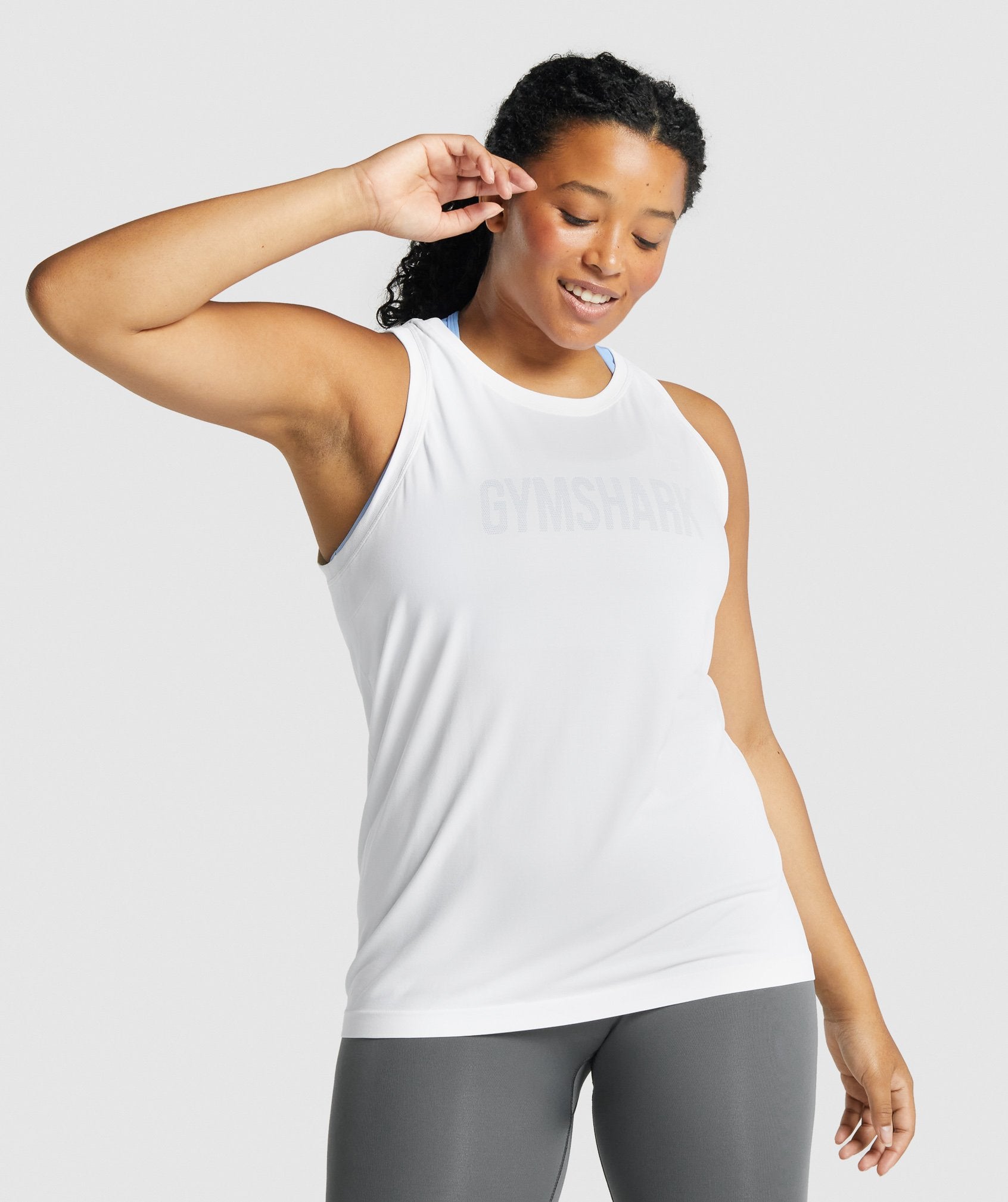 White Women's Gymshark Fit Seamless Loose Tanks | FKEQZN-593