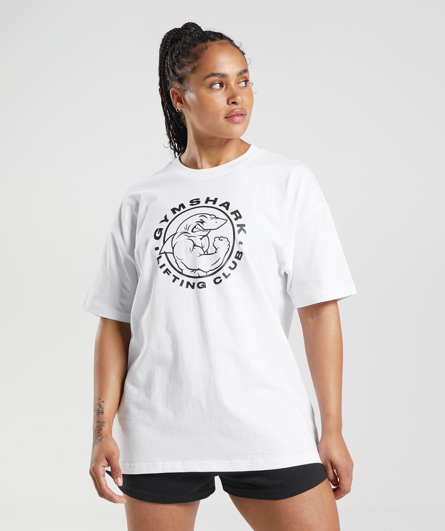 White Women's Gymshark Legacy Oversized T Shirts | TZNEWG-958