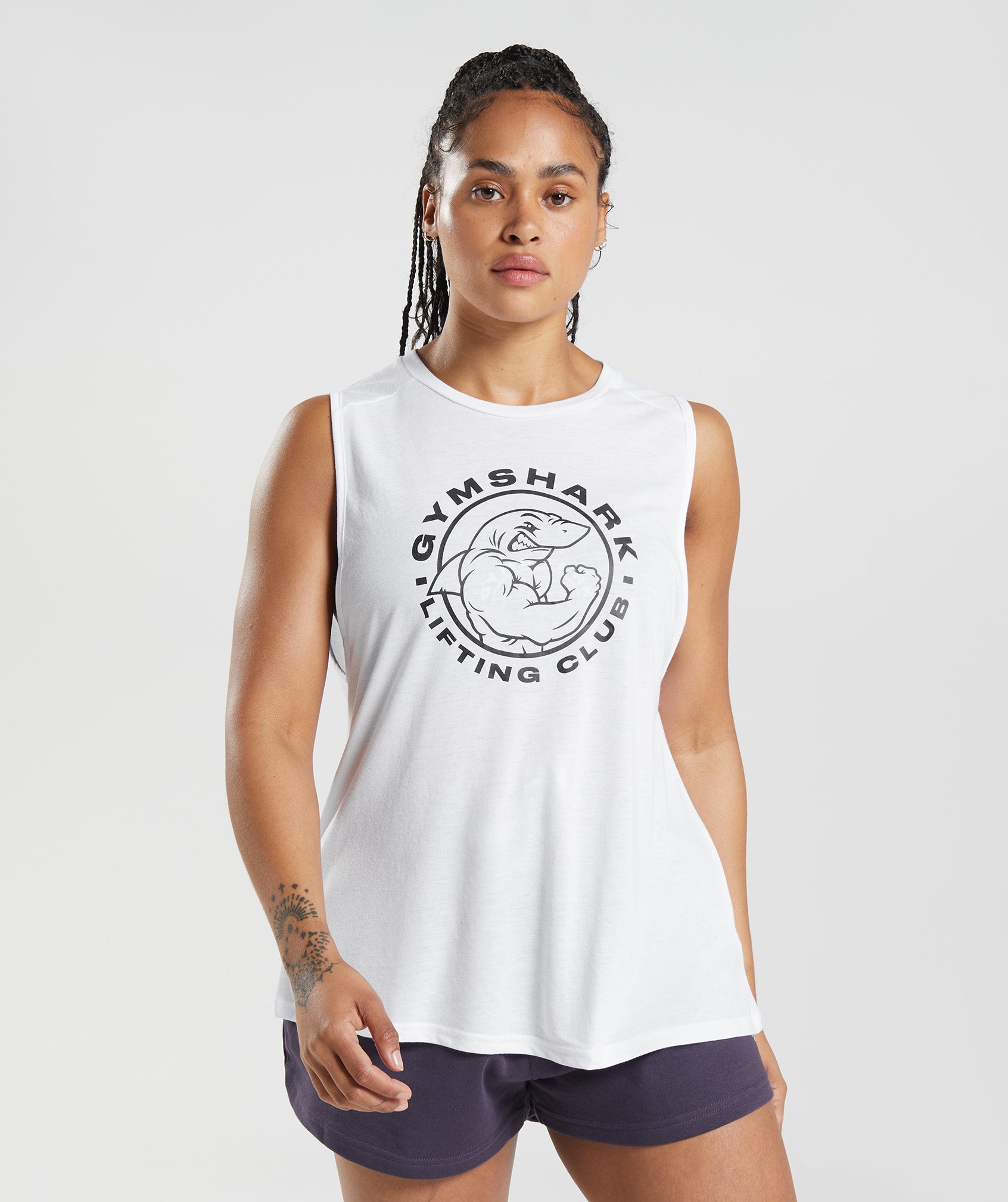 White Women's Gymshark Legacy Tanks | NRBFYP-439