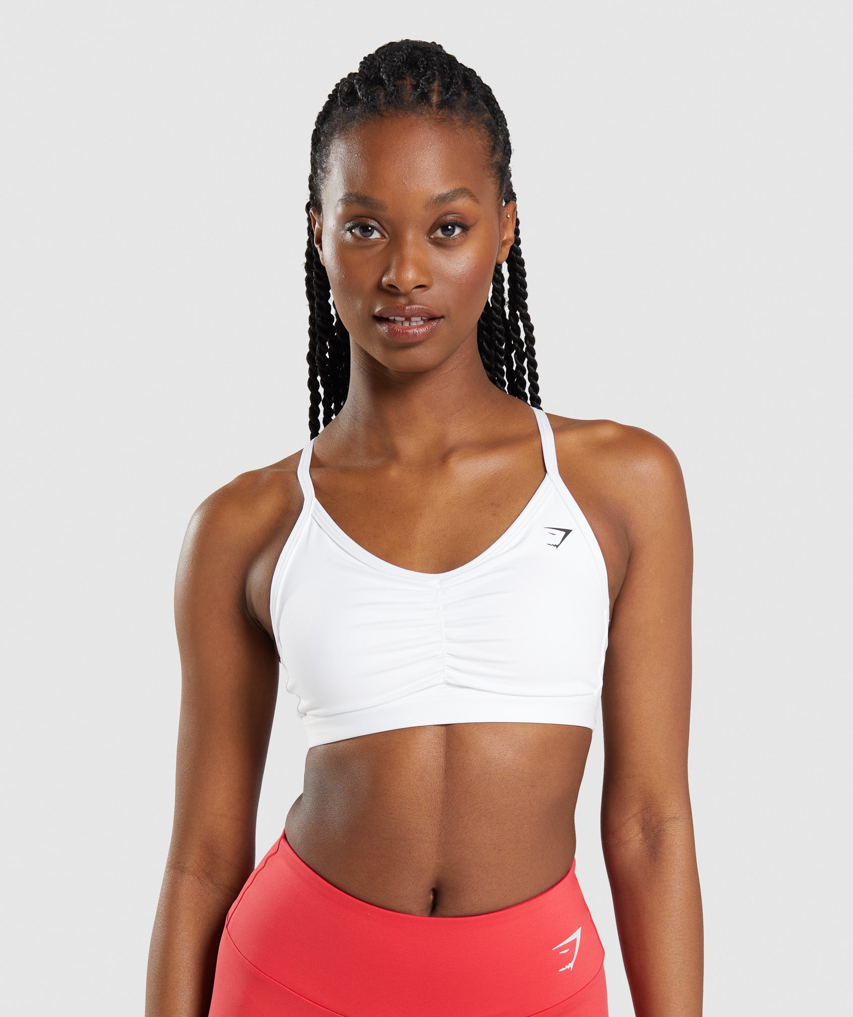 White Women's Gymshark Ruched Sports Bra | ZQBIHT-107