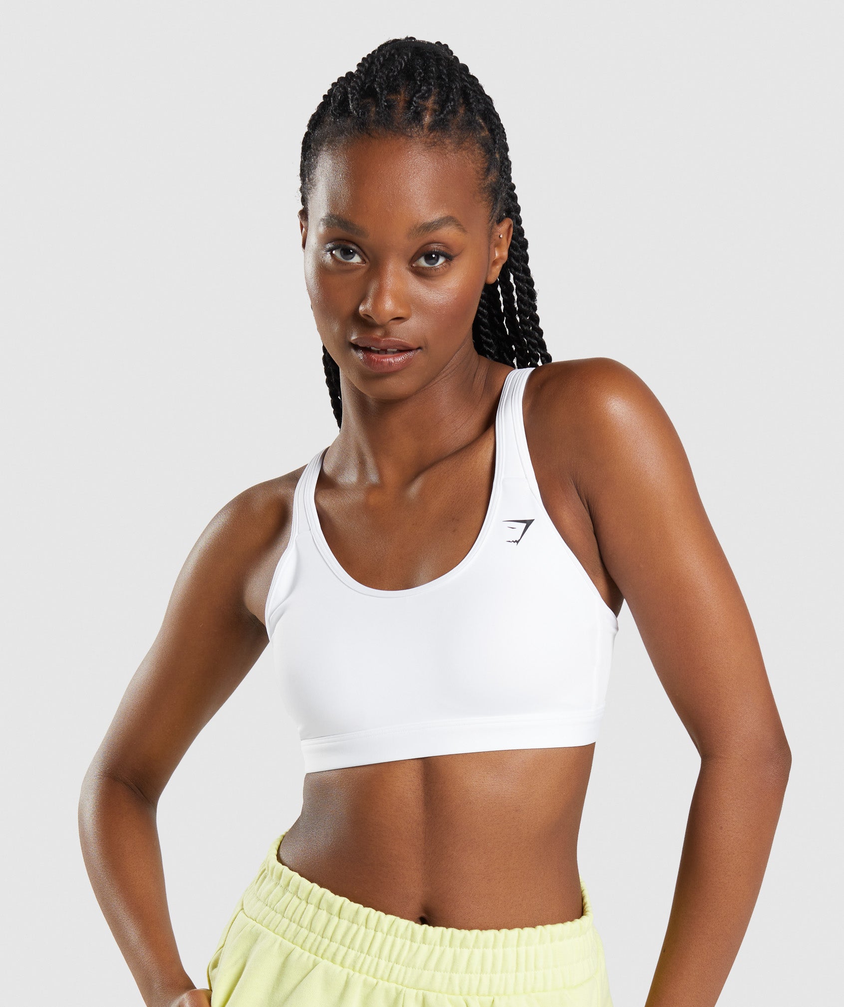 White Women's Gymshark Scoop Neck Sports Bra | BIVWZS-567