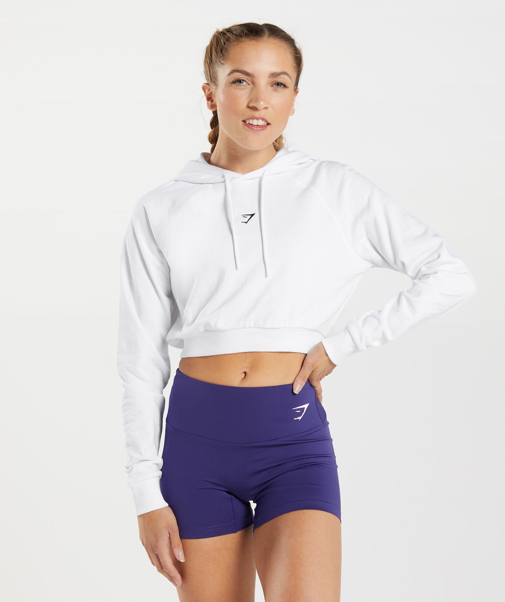 White Women's Gymshark Training Cropped Hoodie | DSMXUA-728