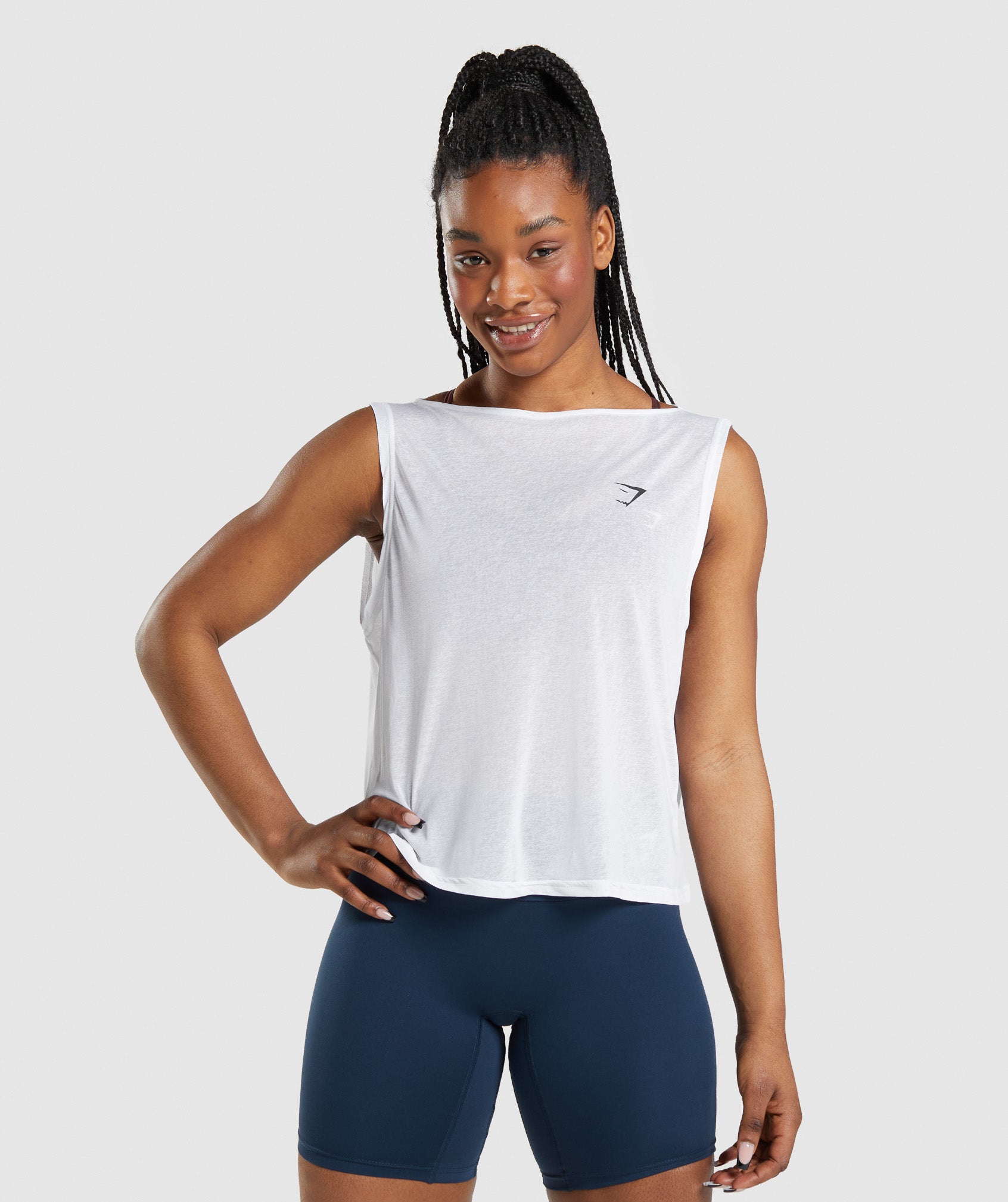 White Women's Gymshark Training Oversized Tanks | AZDEPQ-380