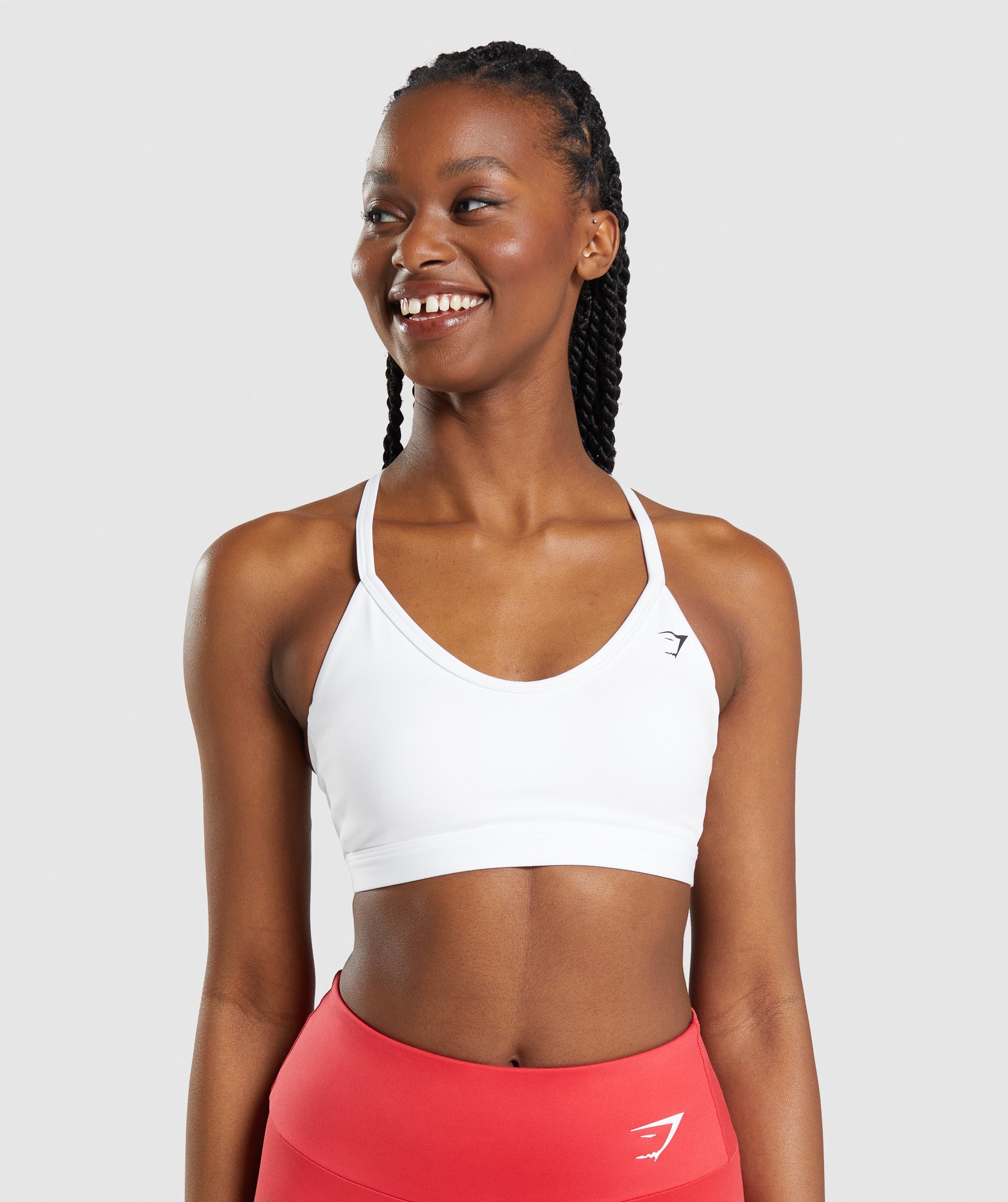 White Women's Gymshark V Neck Sports Bra | UMTNVO-137