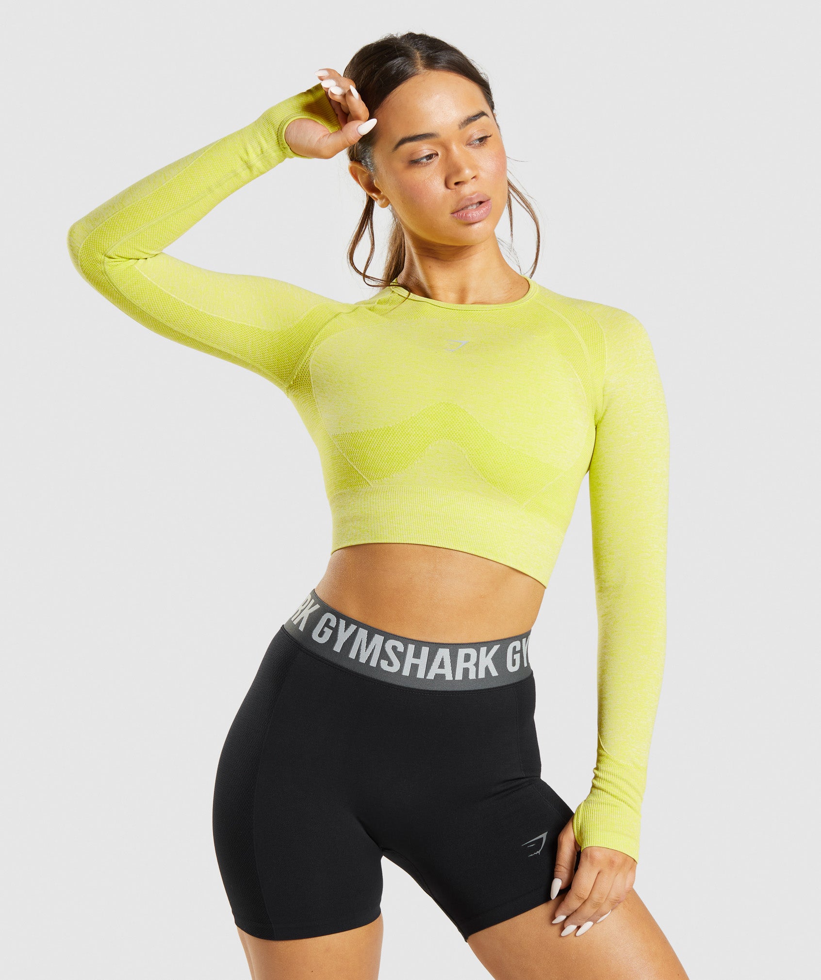 Yellow Women's Gymshark Flex Sports Long Sleeve Crop Tops | FNMOGR-602