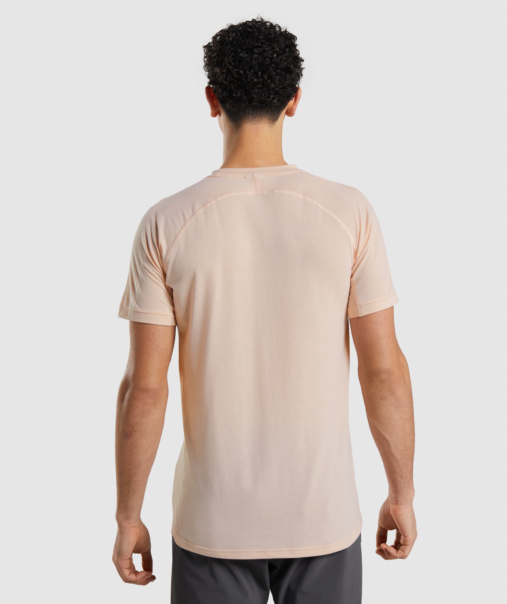 Beige Men's Gymshark Studio Amplify T Shirts | IHDAPR-351