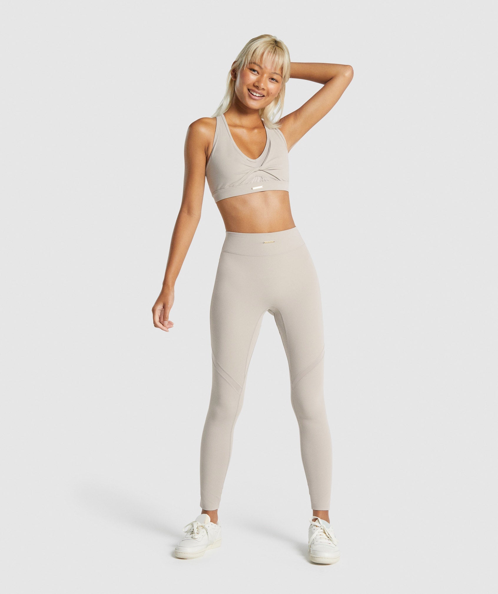 Beige Women's Gymshark Whitney Mesh Leggings | MDPLIS-942