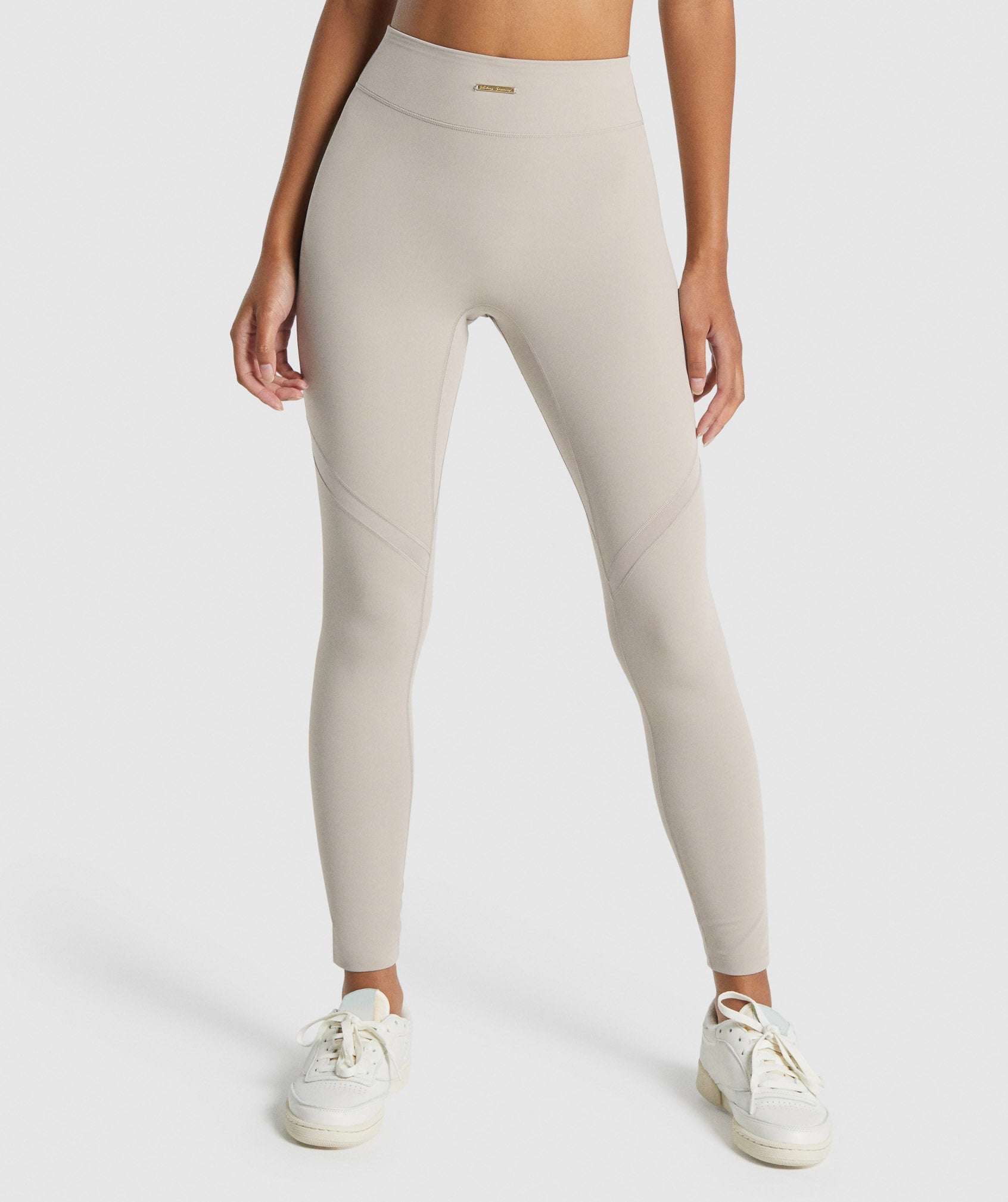 Beige Women\'s Gymshark Whitney Mesh Leggings | MDPLIS-942