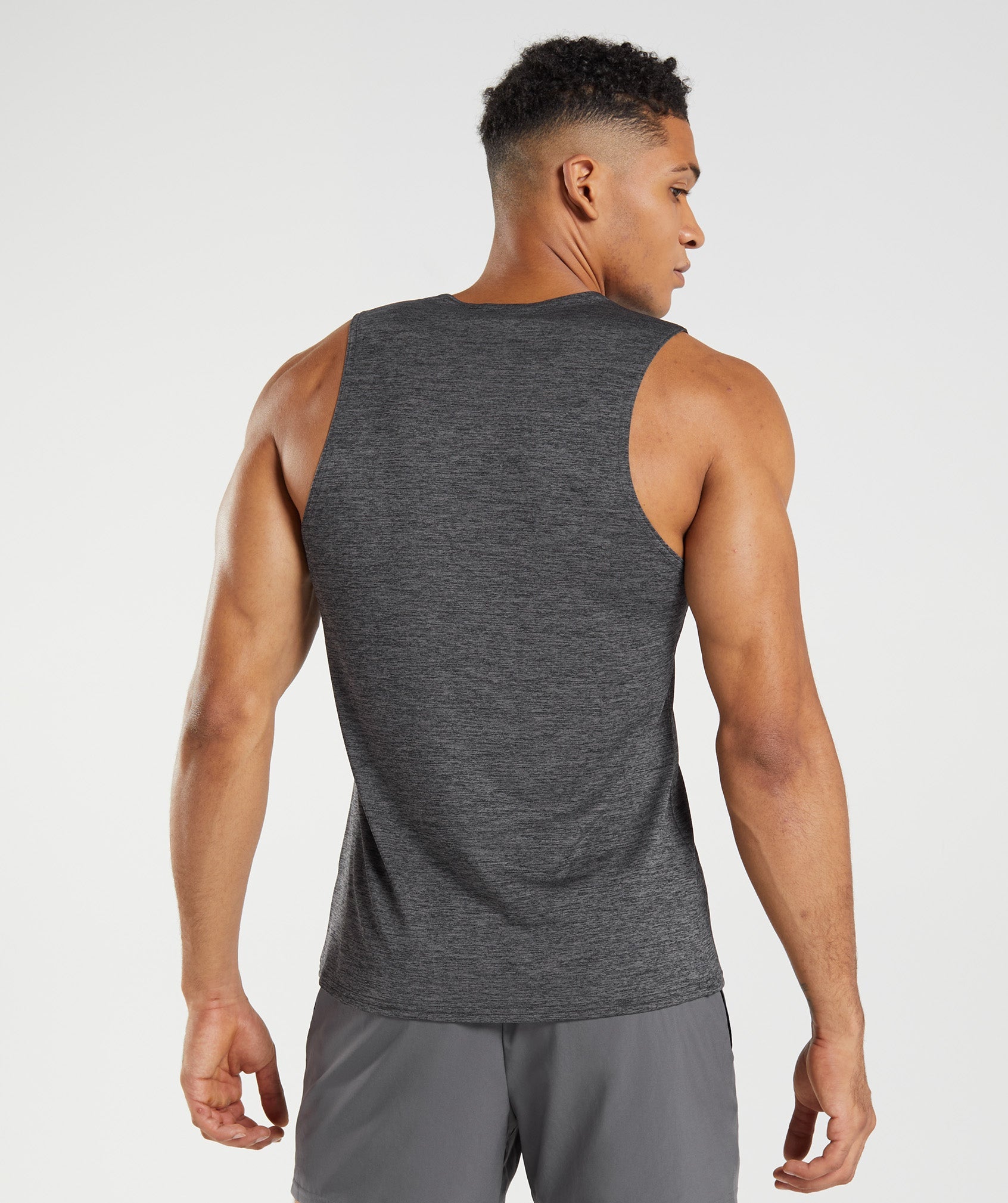 Black / Grey Men's Gymshark Arrival Slim Marl Tanks | MXPQDC-732