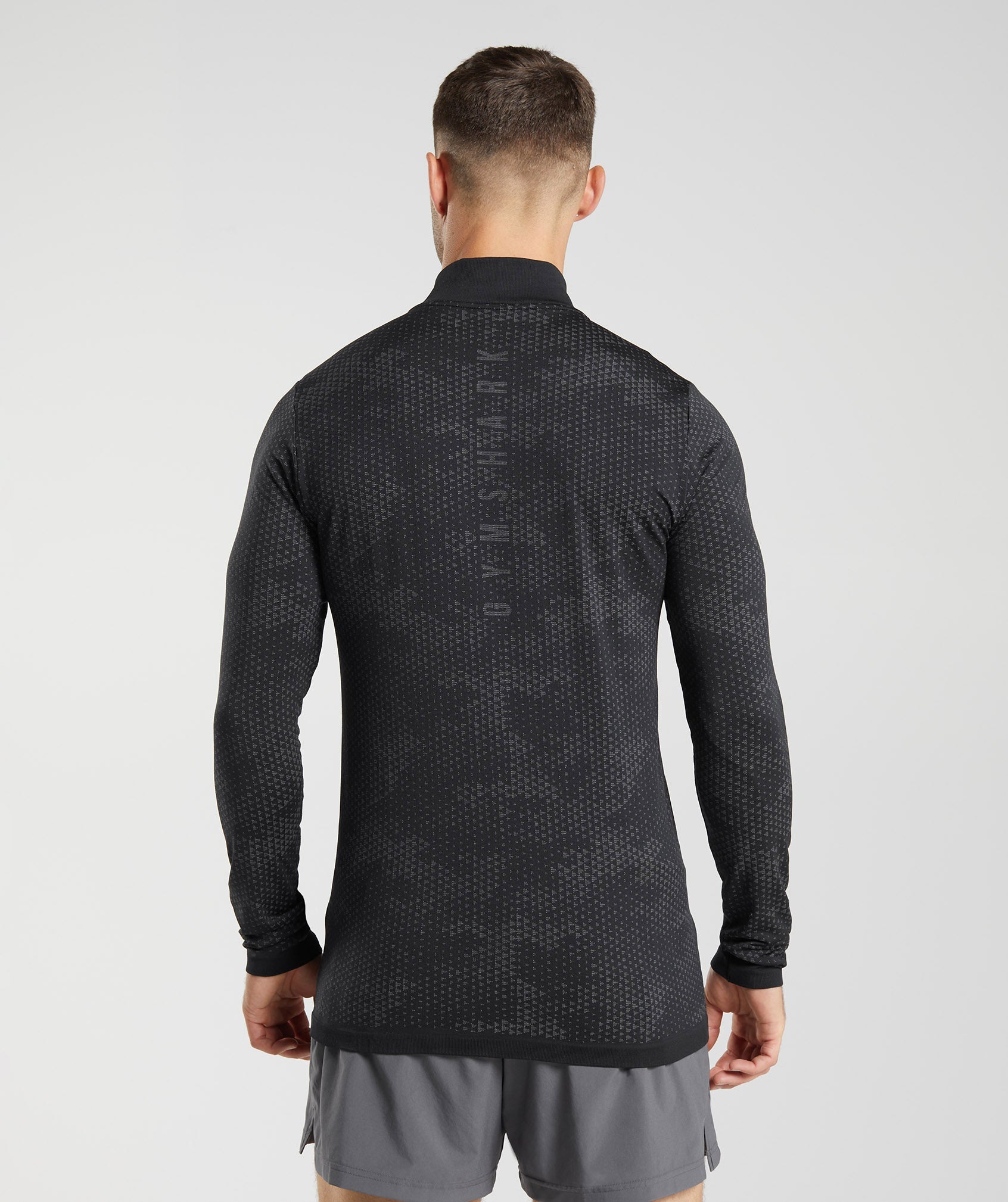 Black / Grey Men's Gymshark Sport Seamless 1/4 Zip Tops | UMFVSR-604