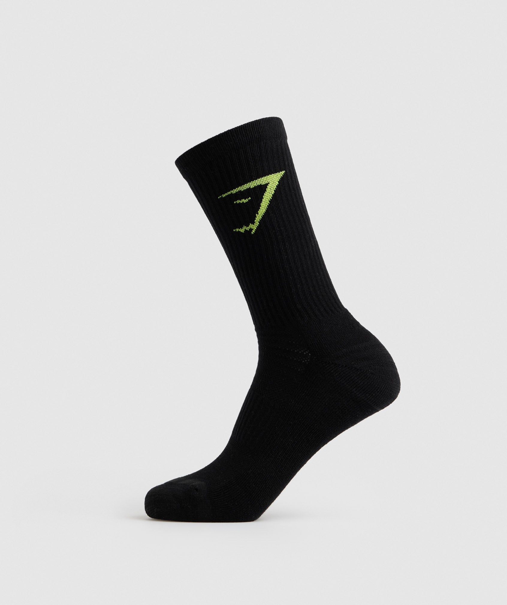 Black / Light Grey / Green Men's Gymshark Crew 3pk Socks | OVDFGE-091